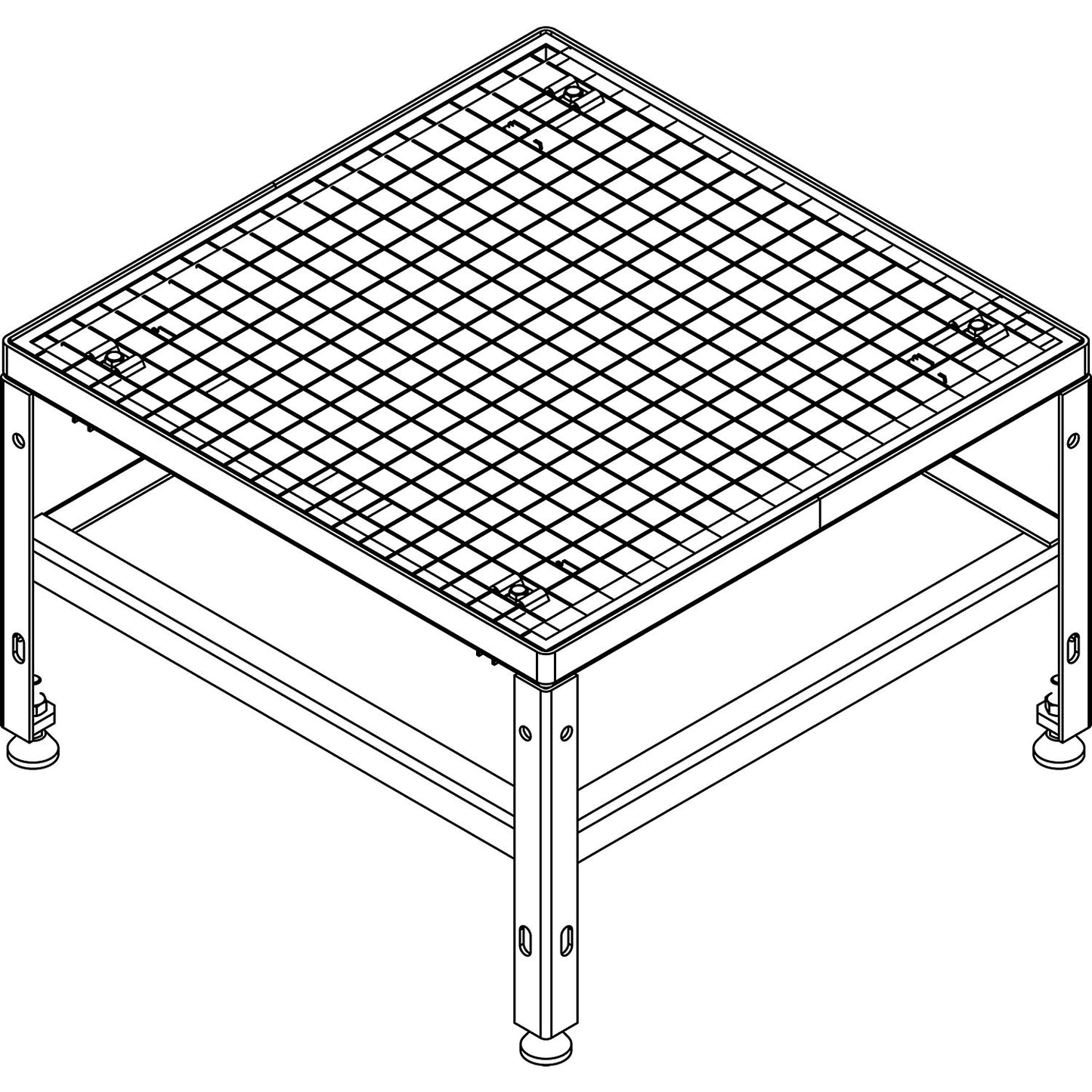 Platform for modular platform system, platform length 610 mm, for 2 steps with grate insert.