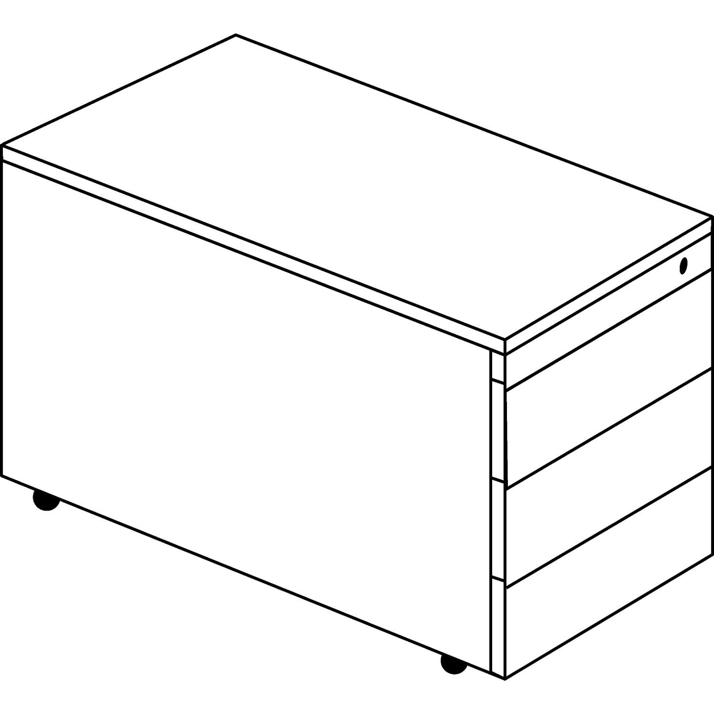 Drawer pedestal with castors, HxD 529 x 800 mm, plastic top, 3 drawers, charcoal / light grey / light grey.