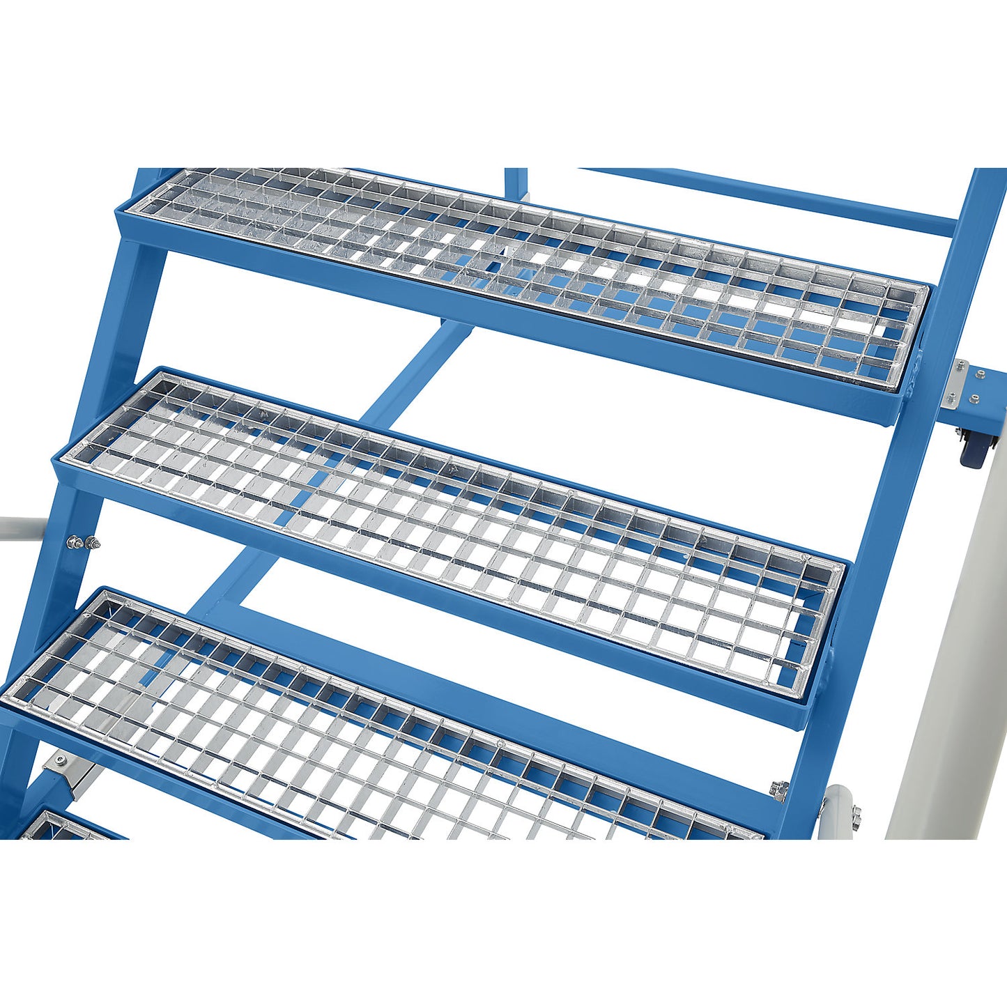 XXL platform steps, with steel mesh inserts, platform size 810 x 1250 mm, 8 steps.