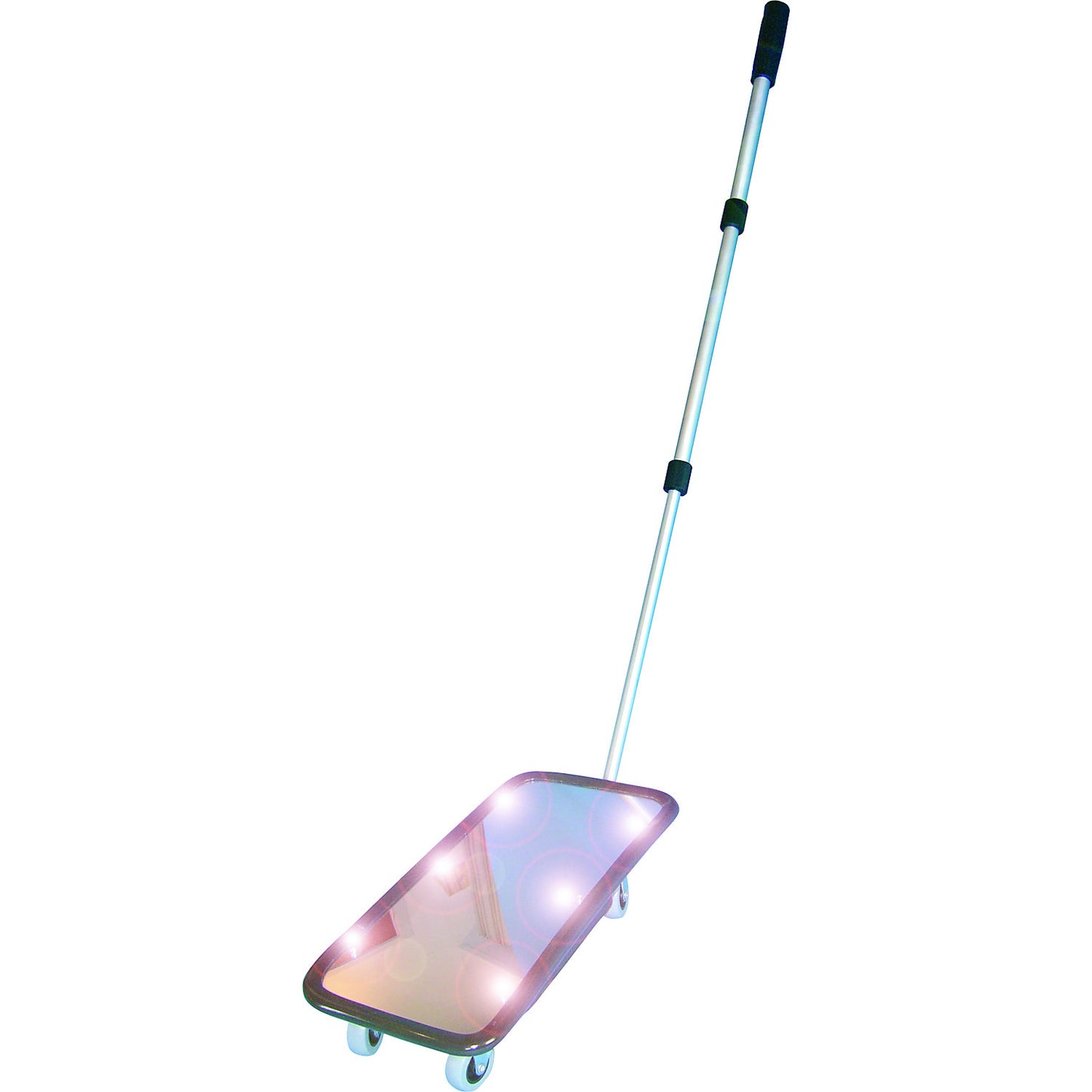 Inspection mirror with telescopic arm, rectangular, with castors, HxW 200 x 400 mm, with light.