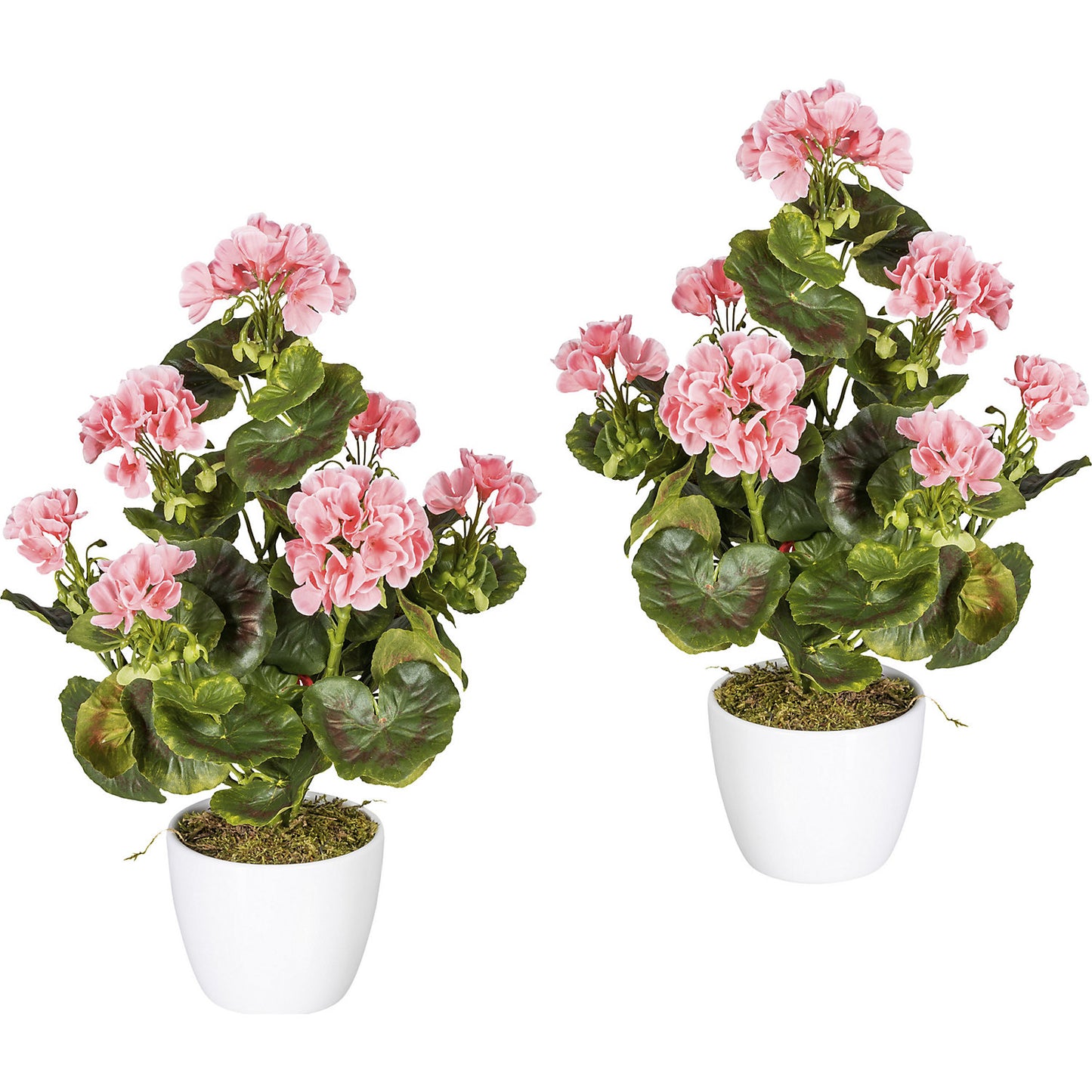 Geranium bush, UV resistant, height 400 mm, 26 leaves, pack of 2, pink flowers.