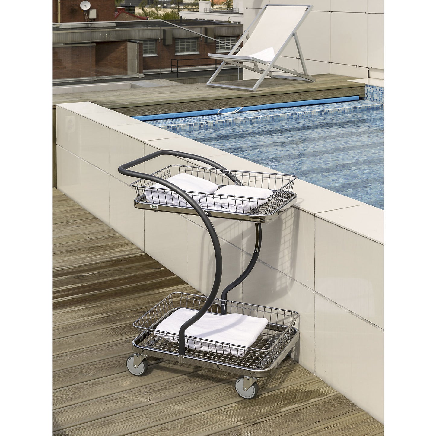 C-LINE shopping and table trolley, with 1 mesh shelf, 1 mesh basket, shelf heights 160, 630 mm.