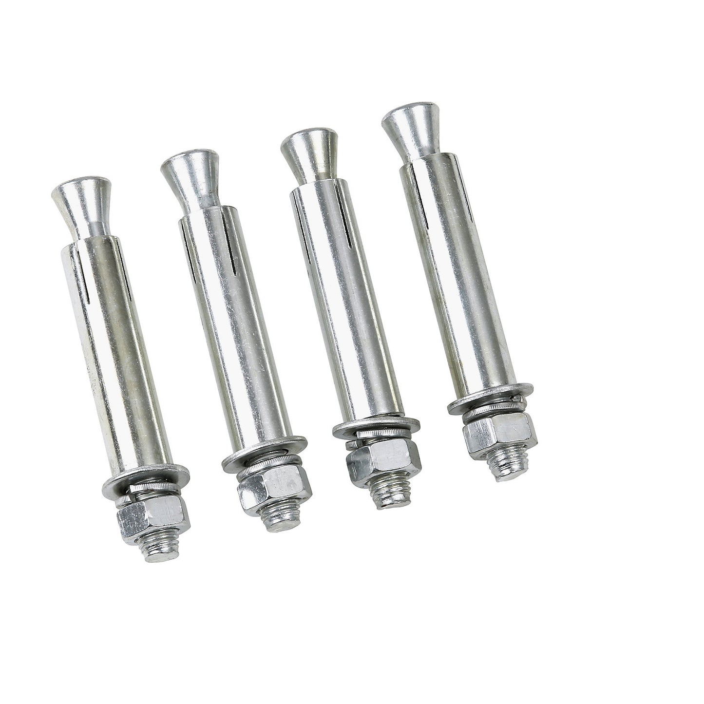 Assembly set for crash protection bollard, 16/140 mm bolt, 4 bolts with special plugs.