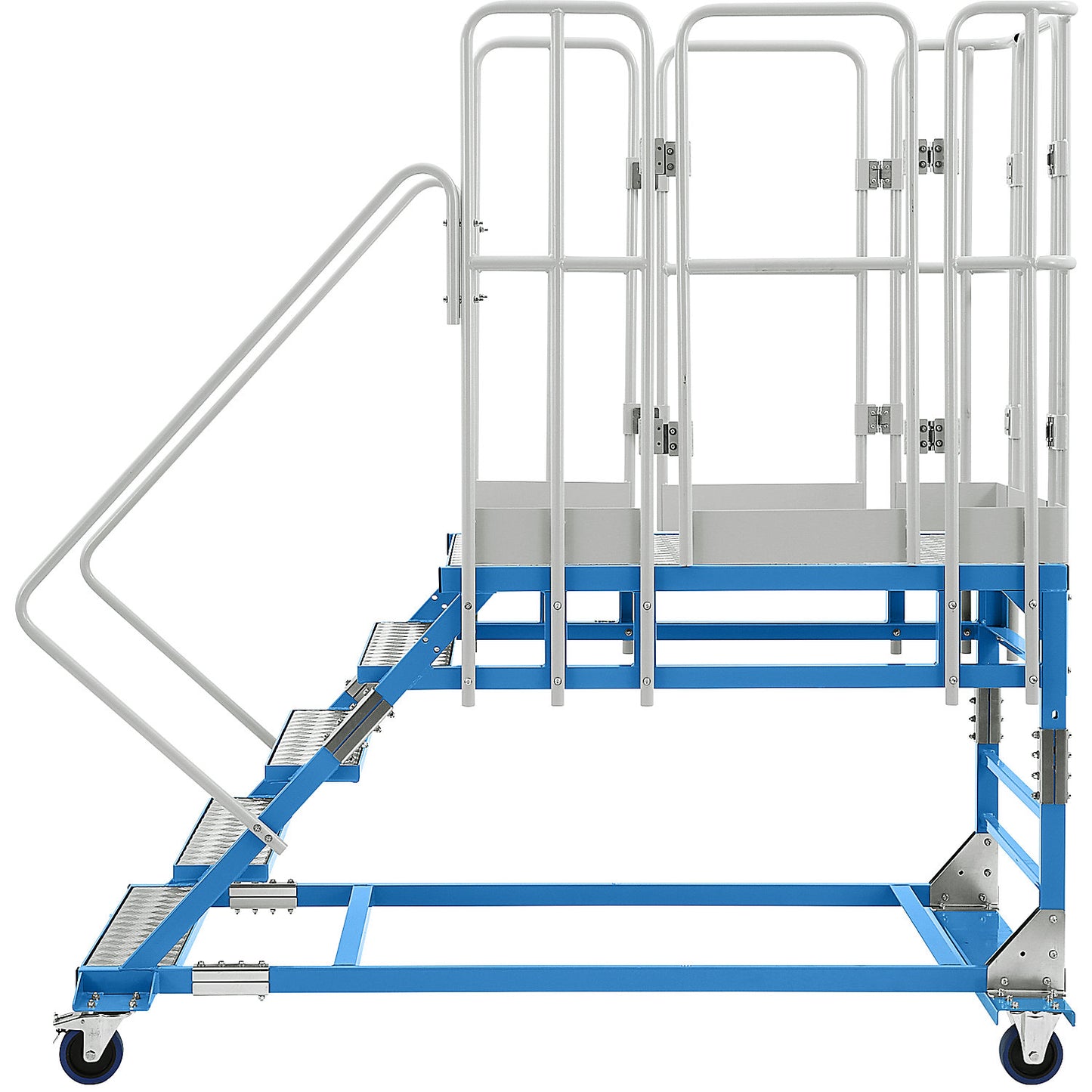 XXL platform steps, with aluminium inserts, platform size 810 x 1250 mm, 5 steps.