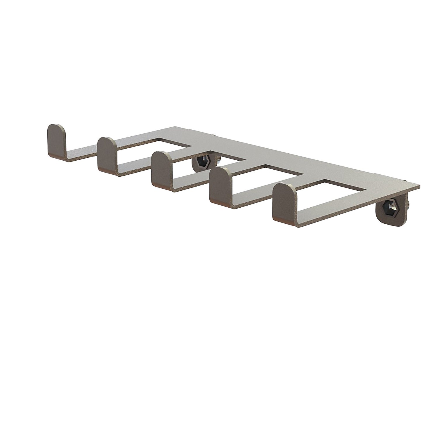 Stainless steel tool holder strip, for stainless steel perforated panel, LxWxH 130 x 75 x 35 mm.