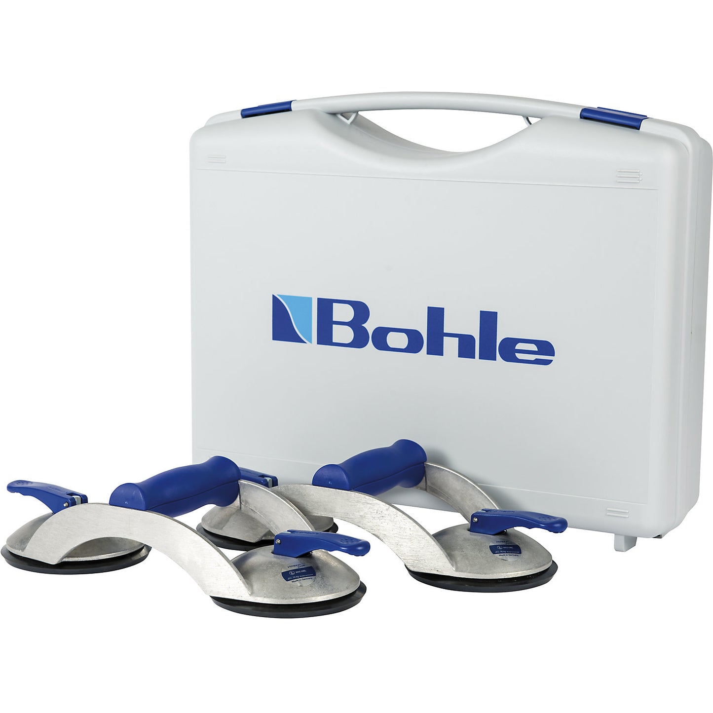 VERIBOR® BLUE LINE suction lifter, pack of 2, 2 head aluminium body with cross handle, max. load 70 kg, disc Ø 120 mm.