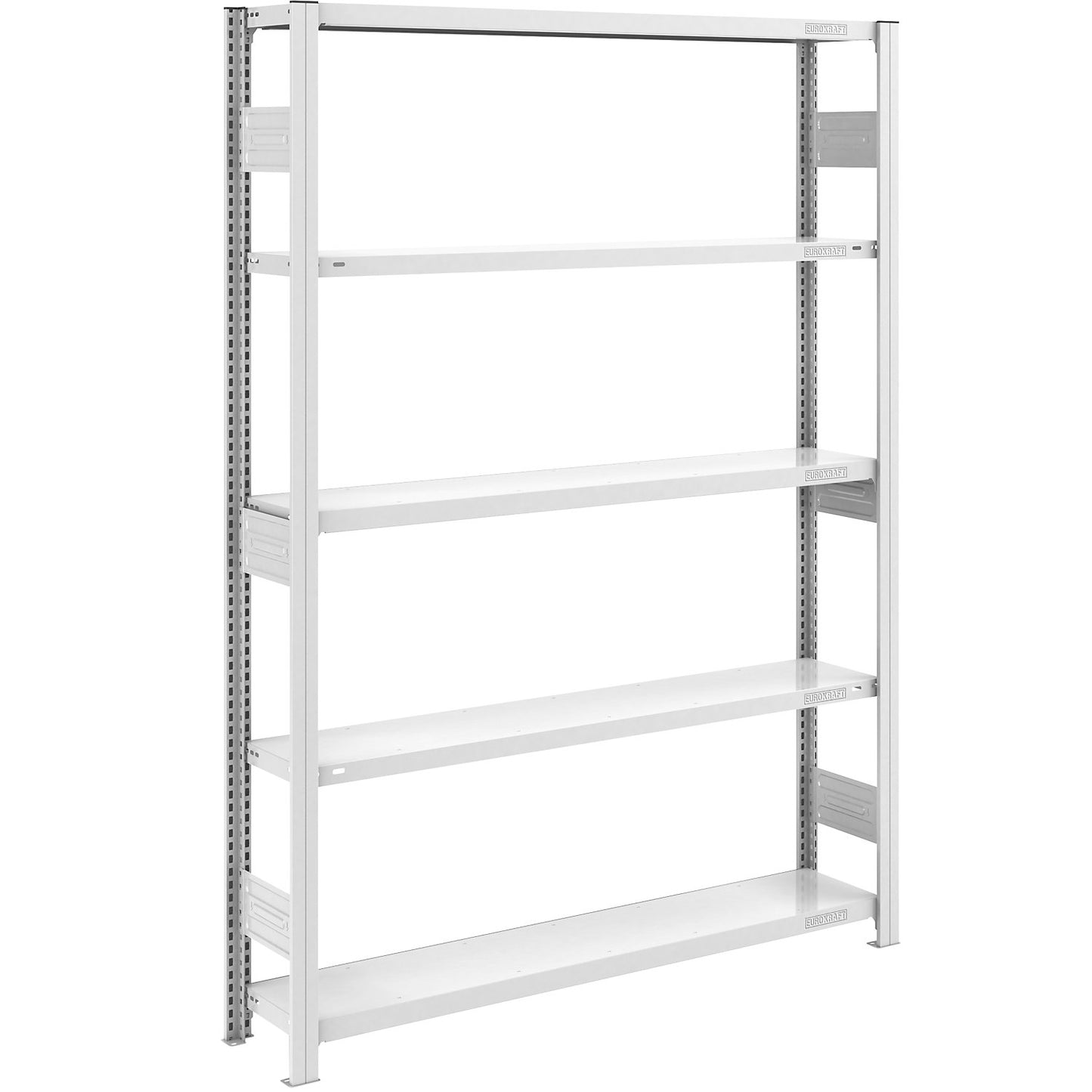 Heavy duty boltless shelving unit, double-sided, HxWxD 2000 x 1300 x 300 mm, grey, standard shelf unit.