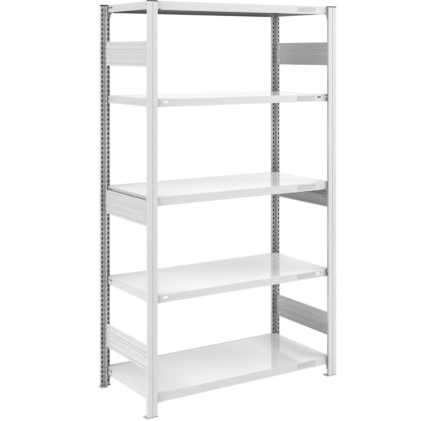 Heavy duty boltless shelving unit, double-sided, HxWxD 2000 x 1000 x 600 mm, grey, standard shelf unit.