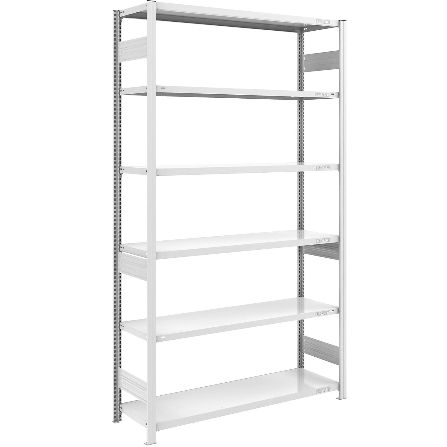 Heavy duty boltless shelving unit, double-sided, HxWxD 2500 x 1300 x 500 mm, grey, standard shelf unit.
