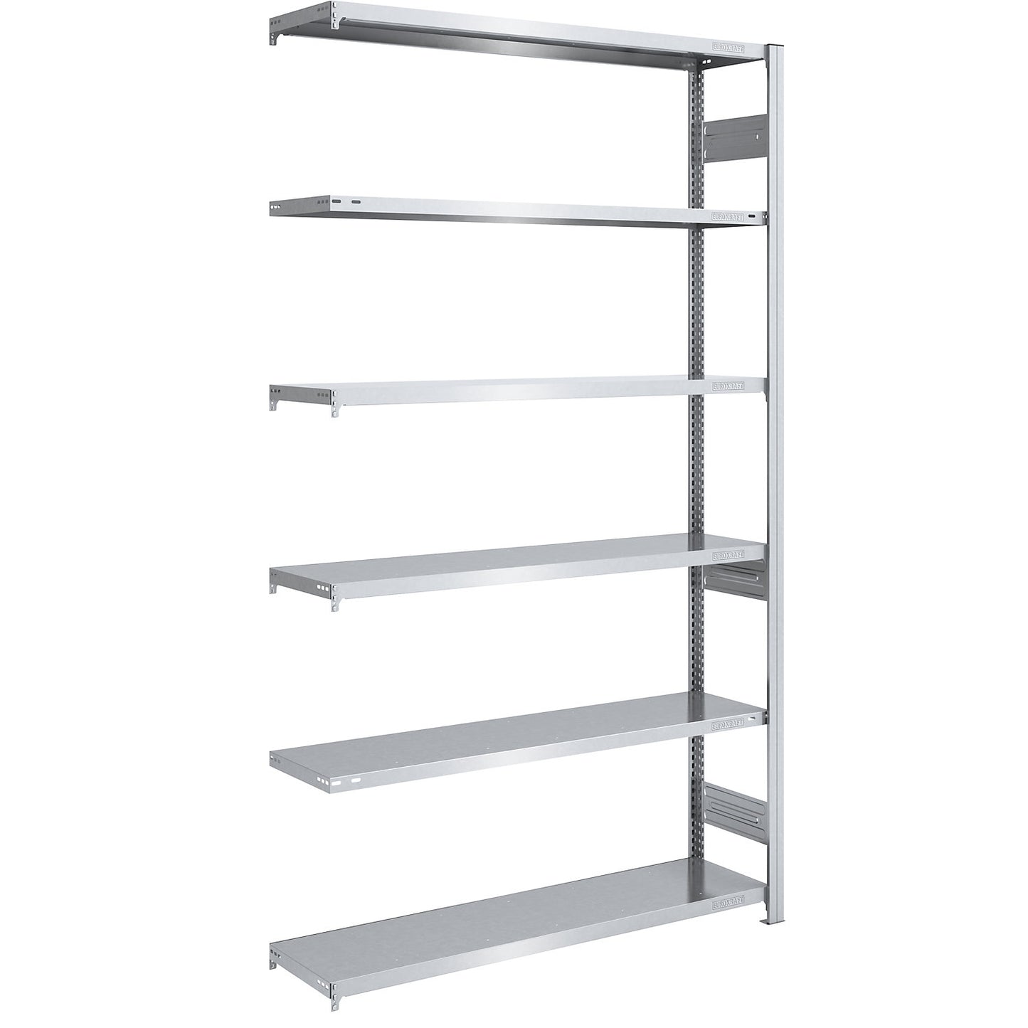 Heavy duty boltless shelving unit, double-sided, HxWxD 2500 x 1300 x 400 mm, zinc plated, extension shelf unit.