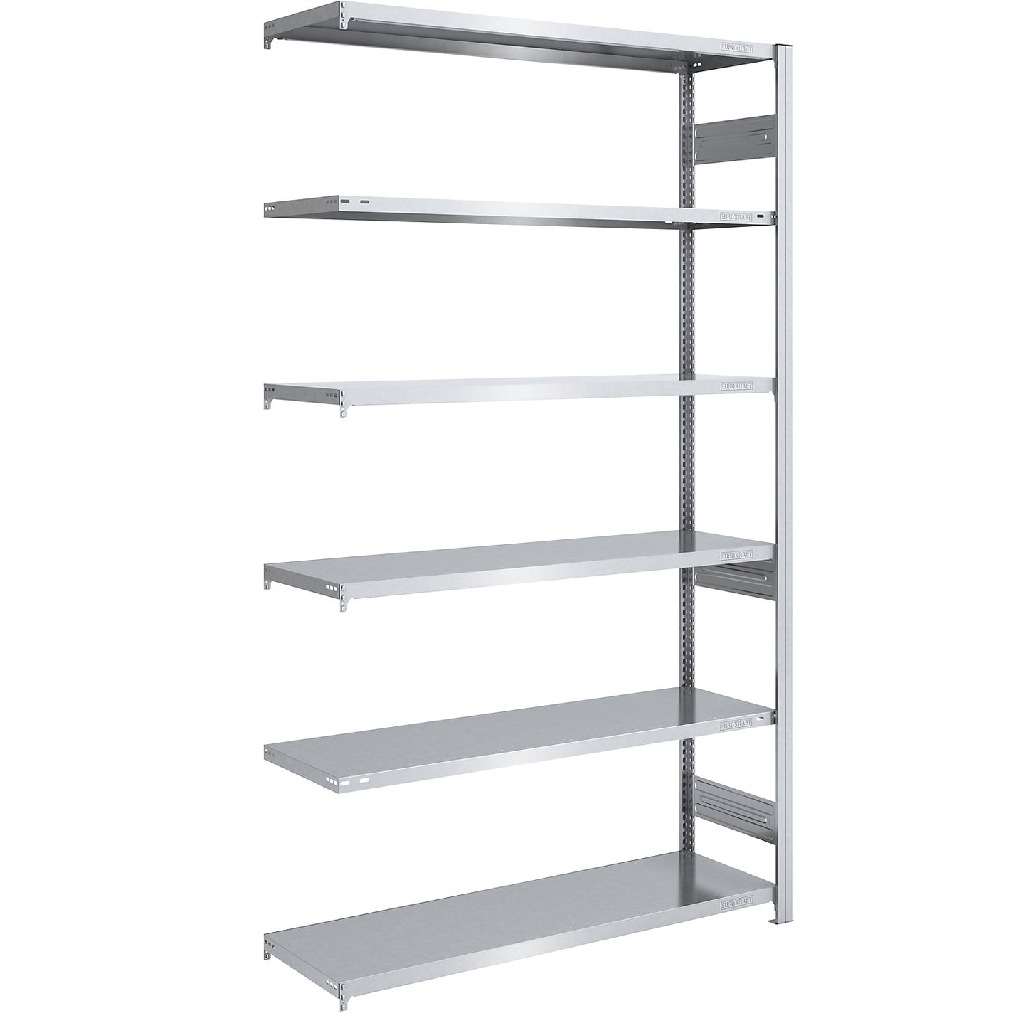 Heavy duty boltless shelving unit, double-sided, HxWxD 2500 x 1300 x 500 mm, zinc plated, extension shelf unit.