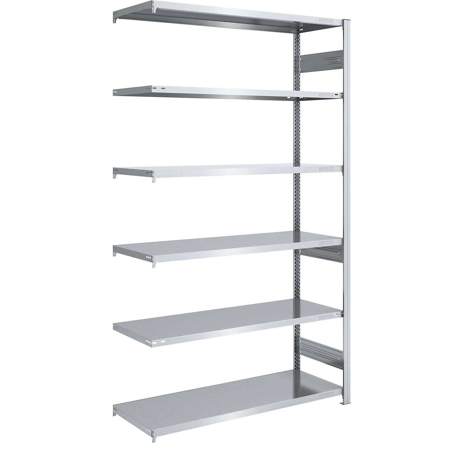 Heavy duty boltless shelving unit, double-sided, HxWxD 2500 x 1300 x 600 mm, zinc plated, extension shelf unit.