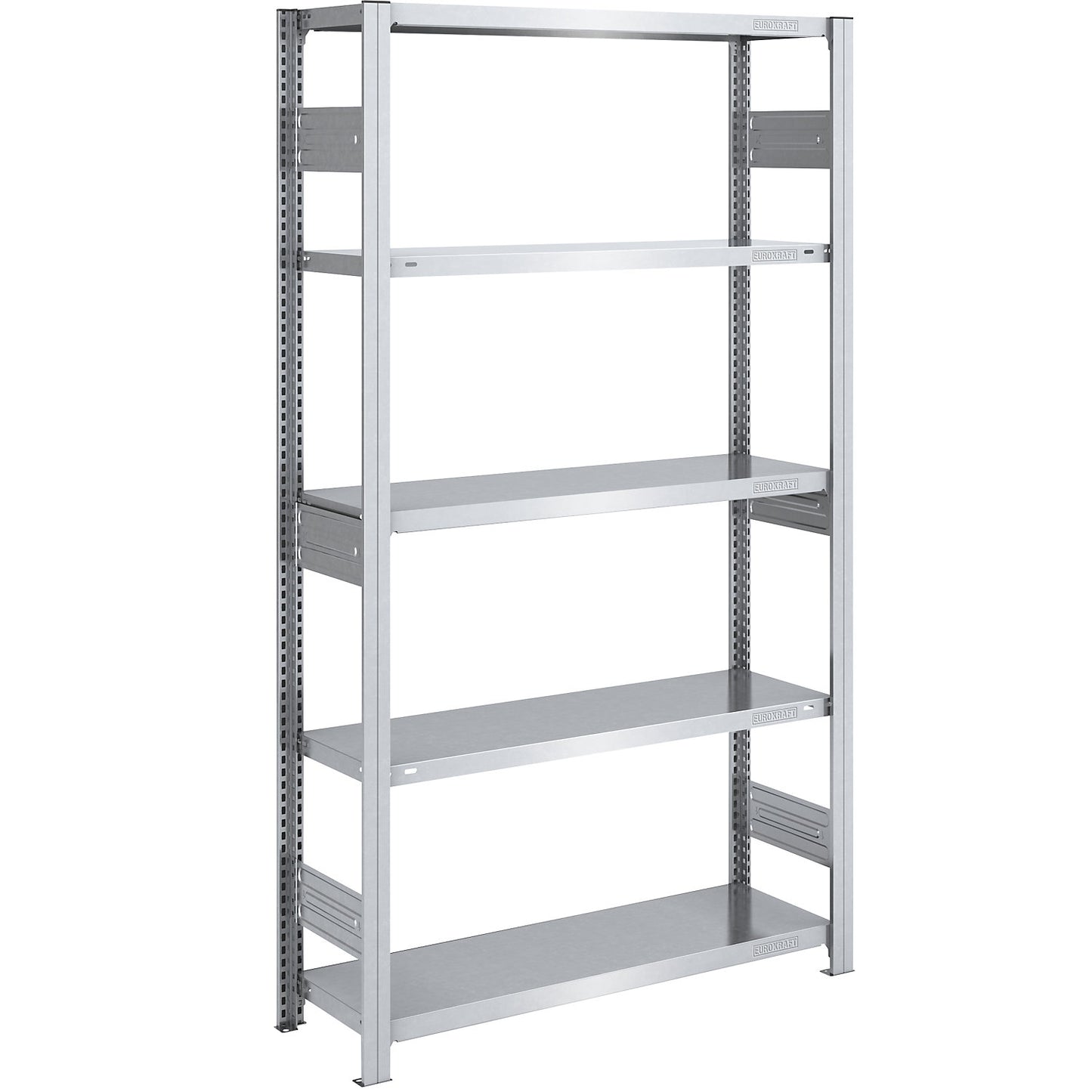Heavy duty boltless shelving unit, double-sided, HxWxD 2000 x 1000 x 400 mm, zinc plated, standard shelf unit.