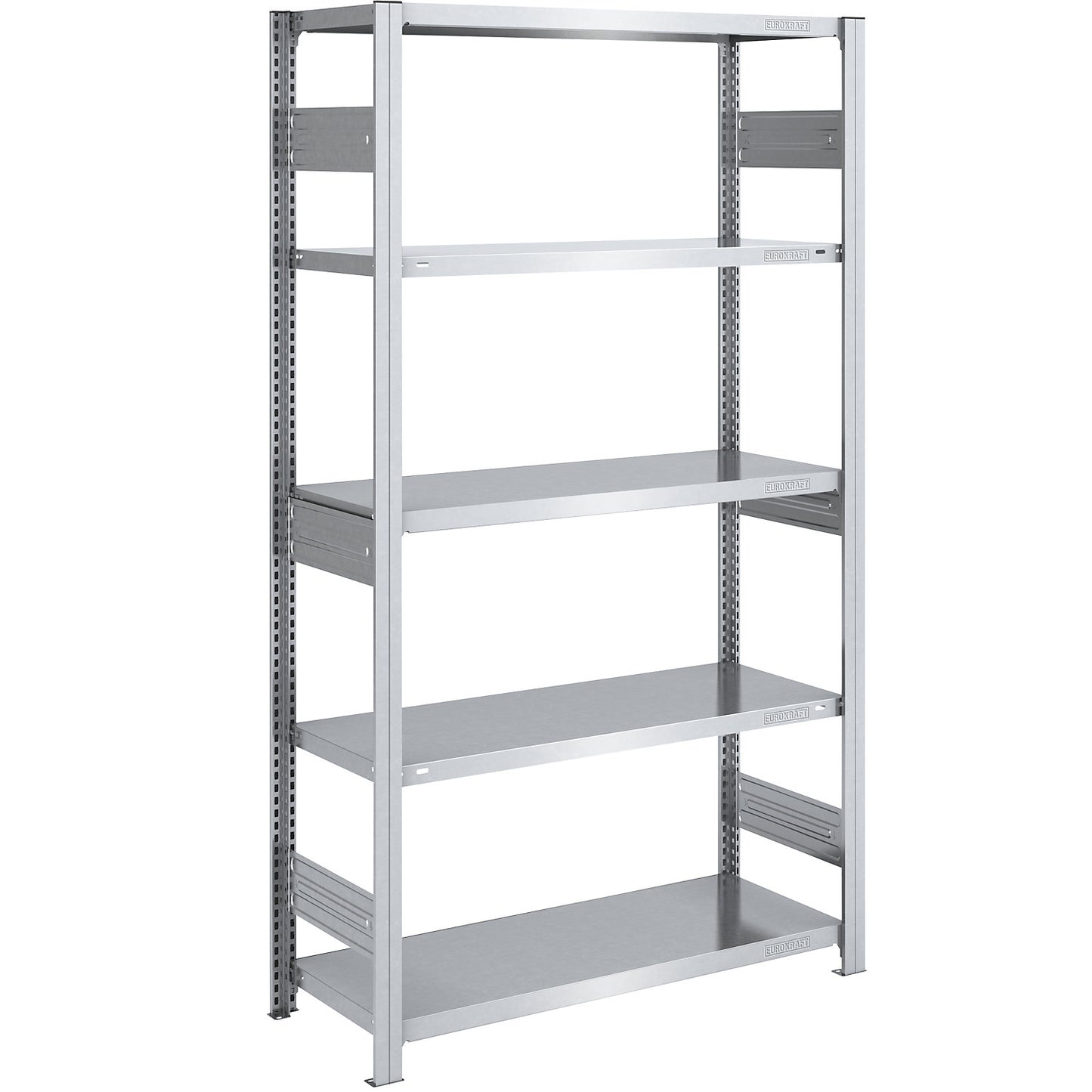 Heavy duty boltless shelving unit, double-sided, HxWxD 2000 x 1000 x 500 mm, zinc plated, standard shelf unit.