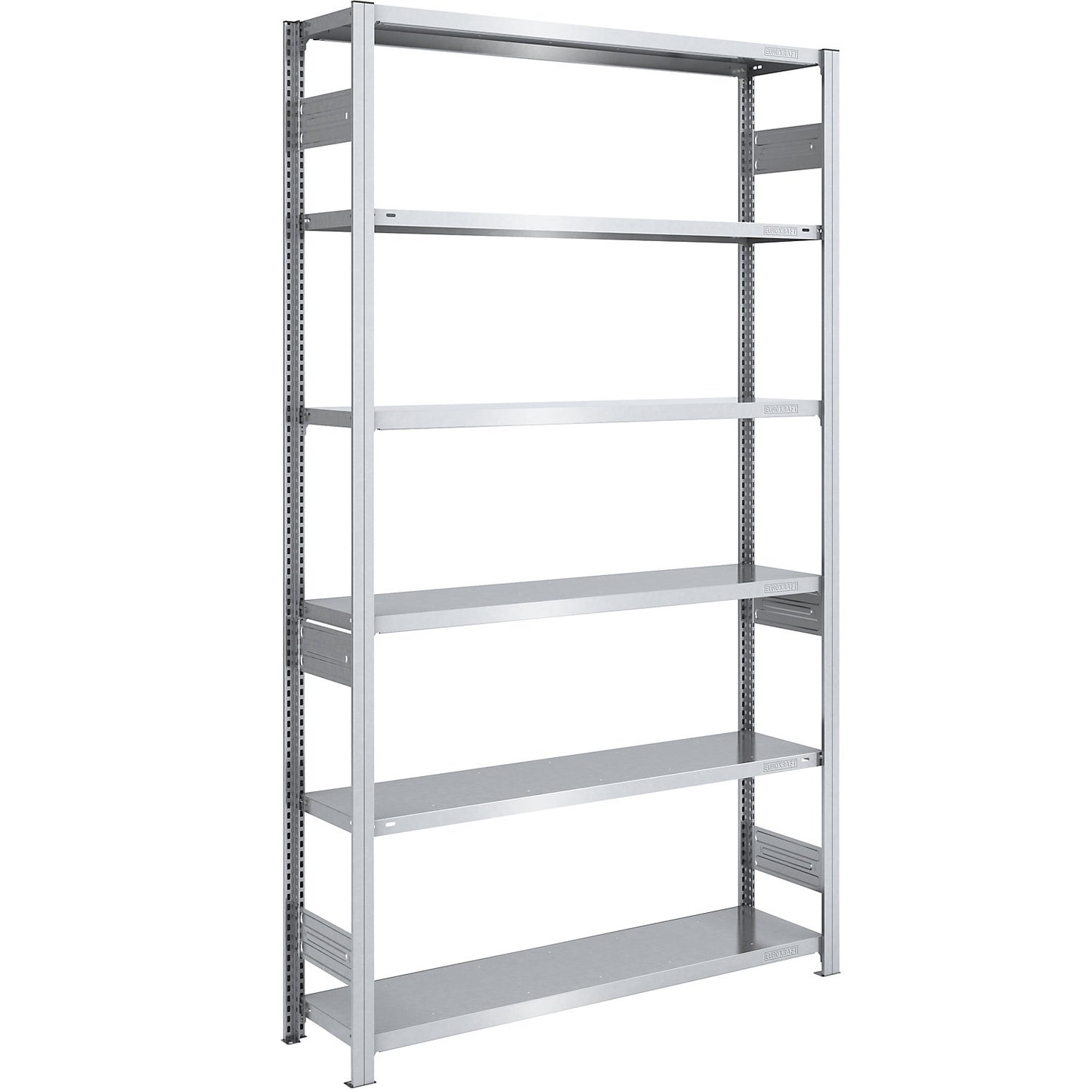 Heavy duty boltless shelving unit, double-sided, HxWxD 2500 x 1300 x 400 mm, zinc plated, standard shelf unit.