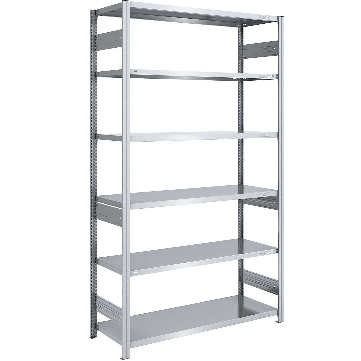 Heavy duty boltless shelving unit, double-sided, HxWxD 2500 x 1300 x 600 mm, zinc plated, standard shelf unit.