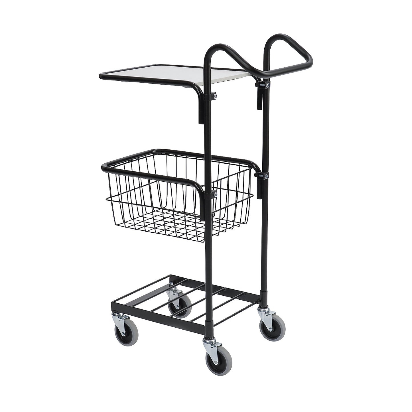KOMPAKT retail bin, 1 shelf, 1 basket, black frame.
