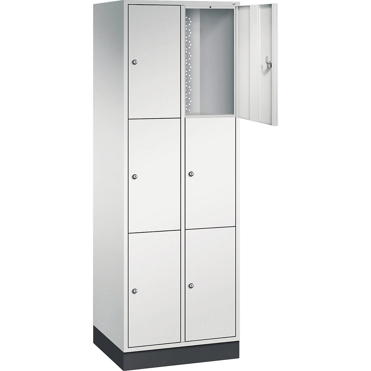 Intro 3-fold compartment locker, 2 compartments, light grey, WxD 620 x 500 mm.