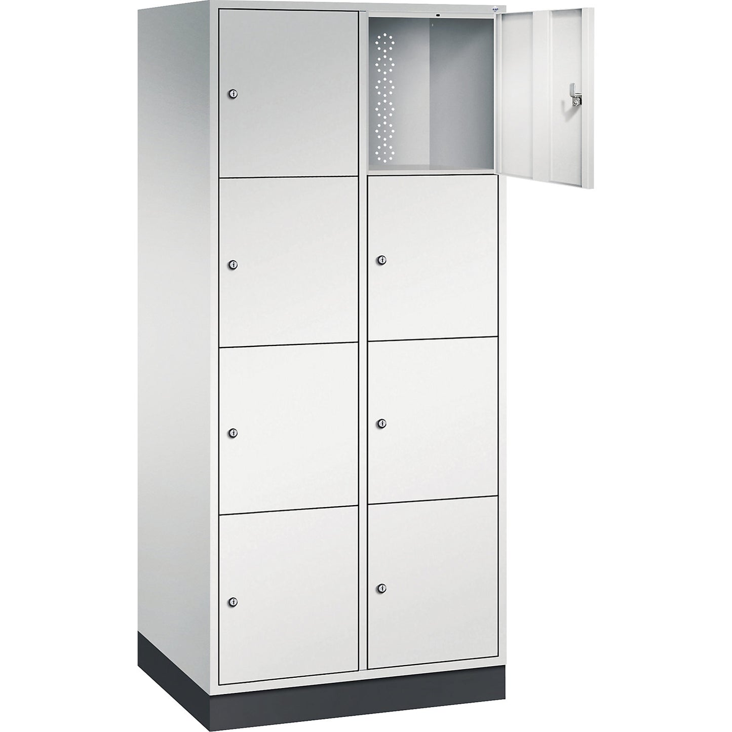 Intro 4-fold compartment locker, 2 compartments, light grey, WxD 820 x 600 mm.