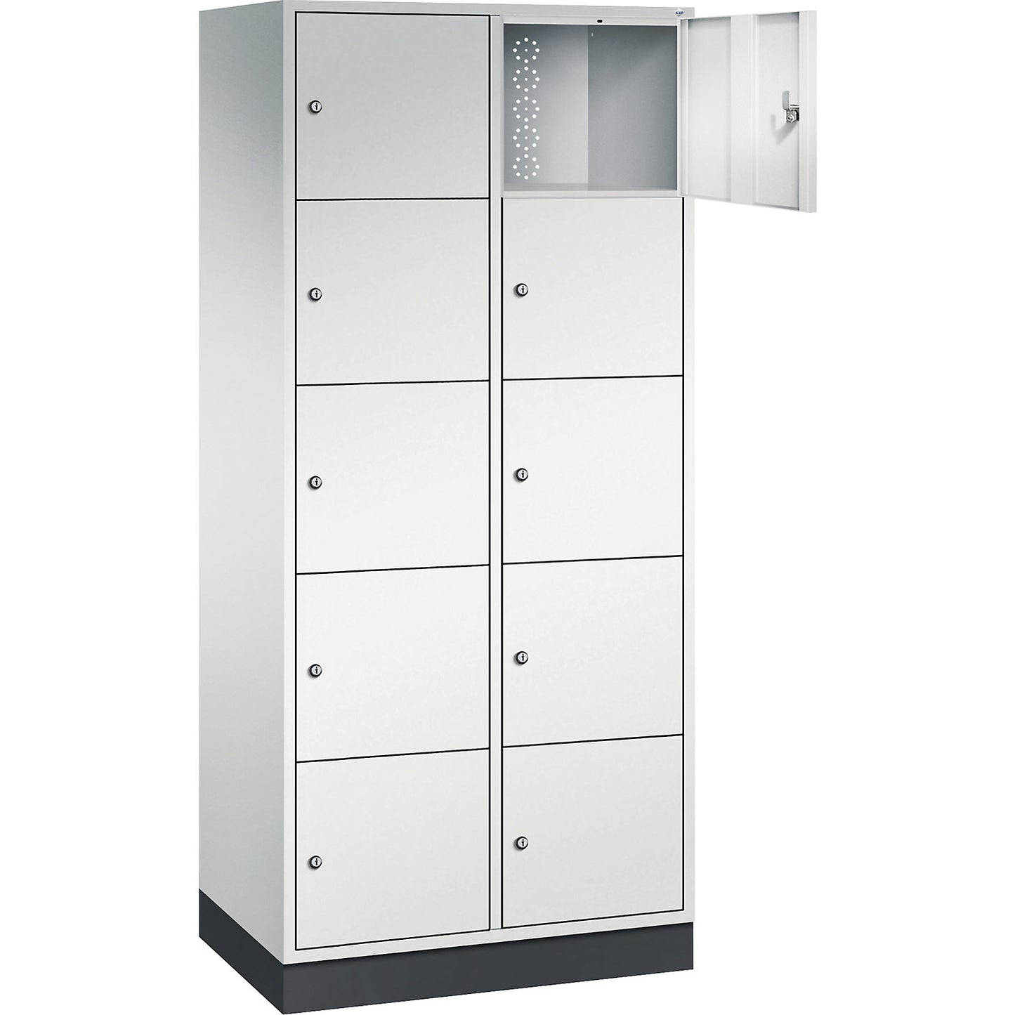 Intro 5-fold compartment locker, 2 compartments, light grey, WxD 820 x 500 mm.