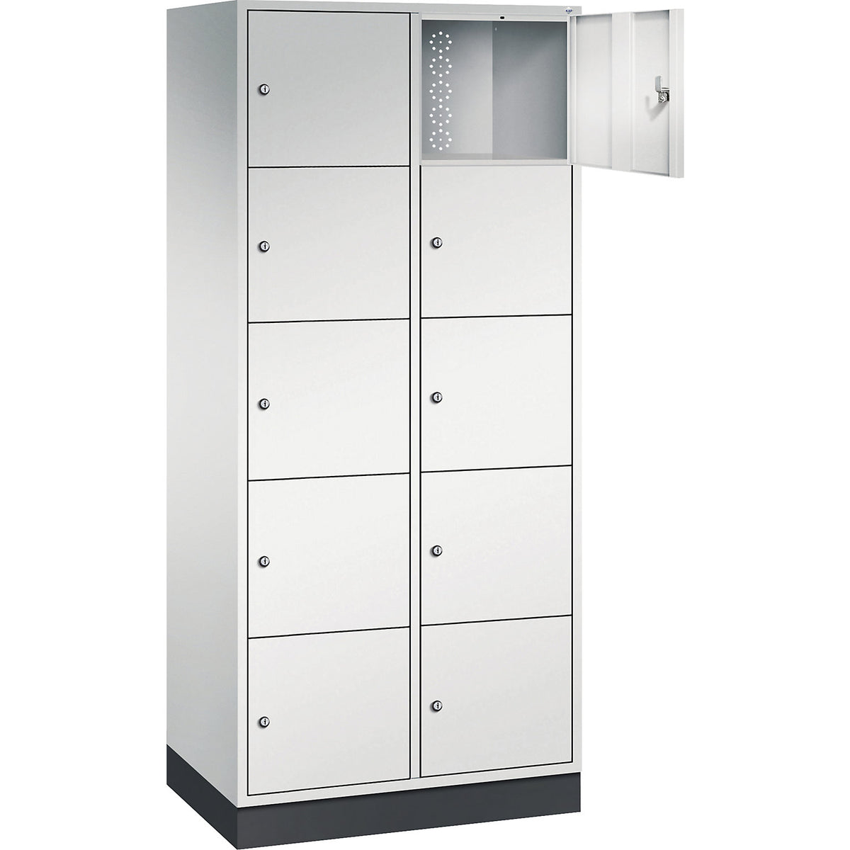 Intro 5-fold compartment locker, 2 compartments, light grey, WxD 820 x 500 mm.