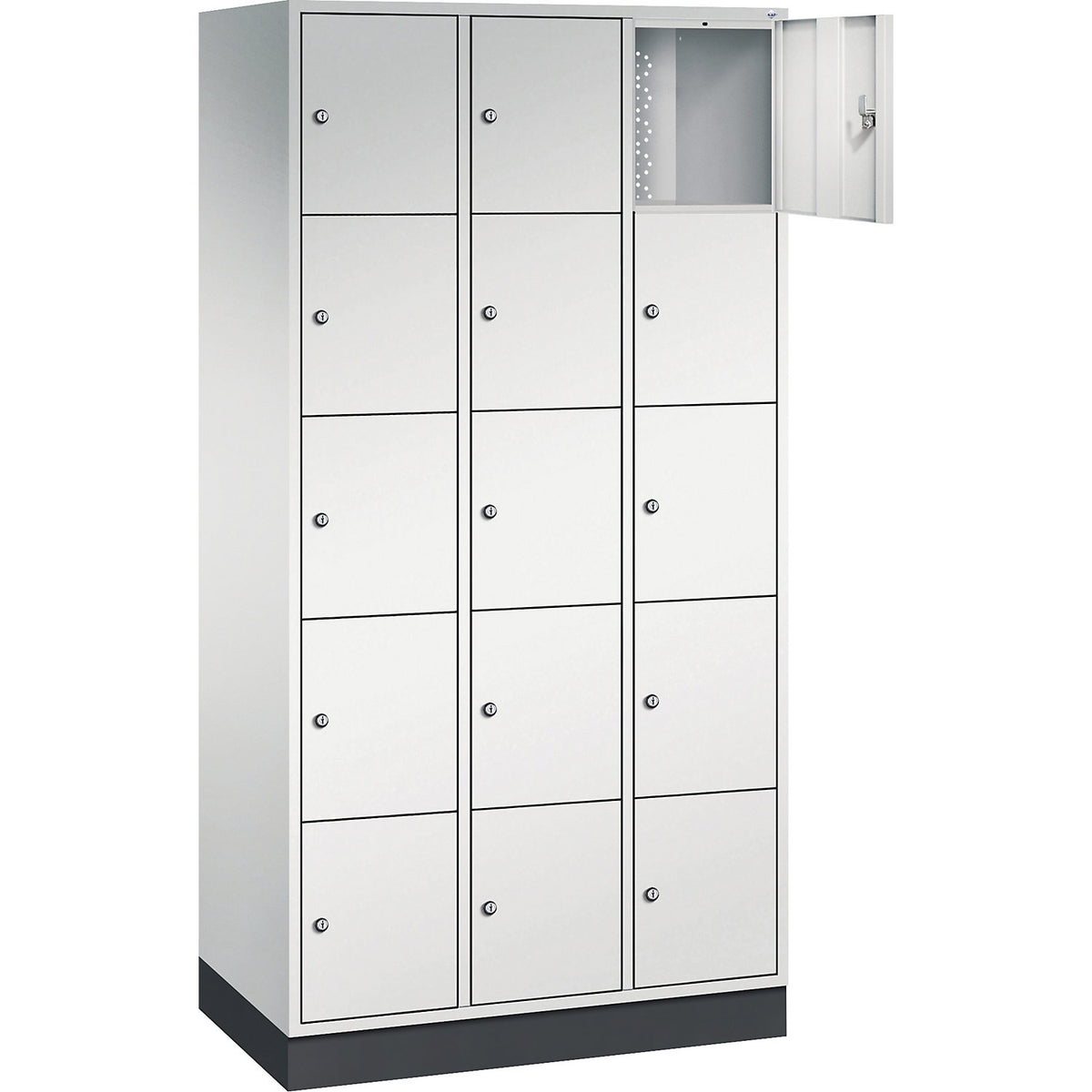 Intro 5-fold compartment locker, 3 compartments, light grey, WxD 920 x 500 mm.