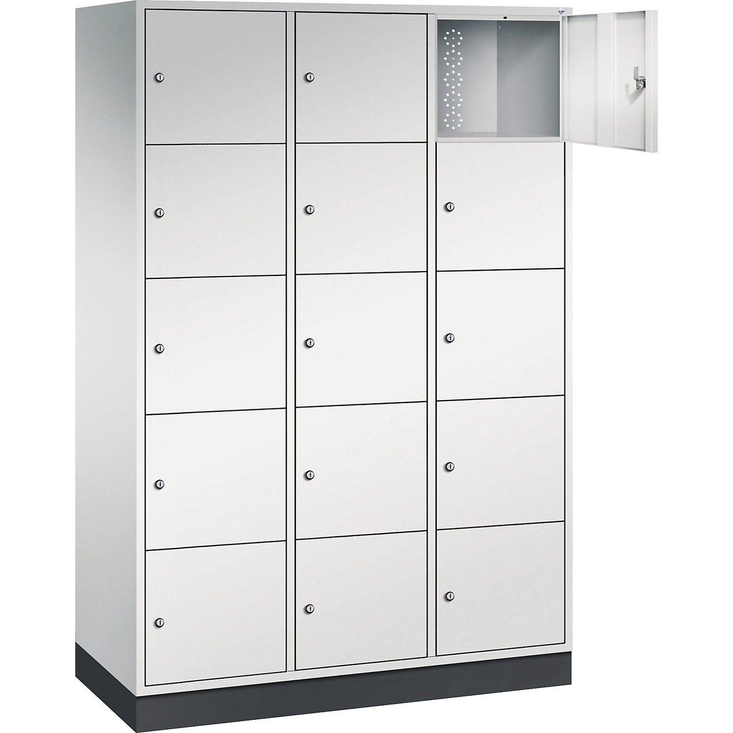 Intro 5-fold compartment locker, 3 compartments, light grey, WxD 1220 x 500 mm.