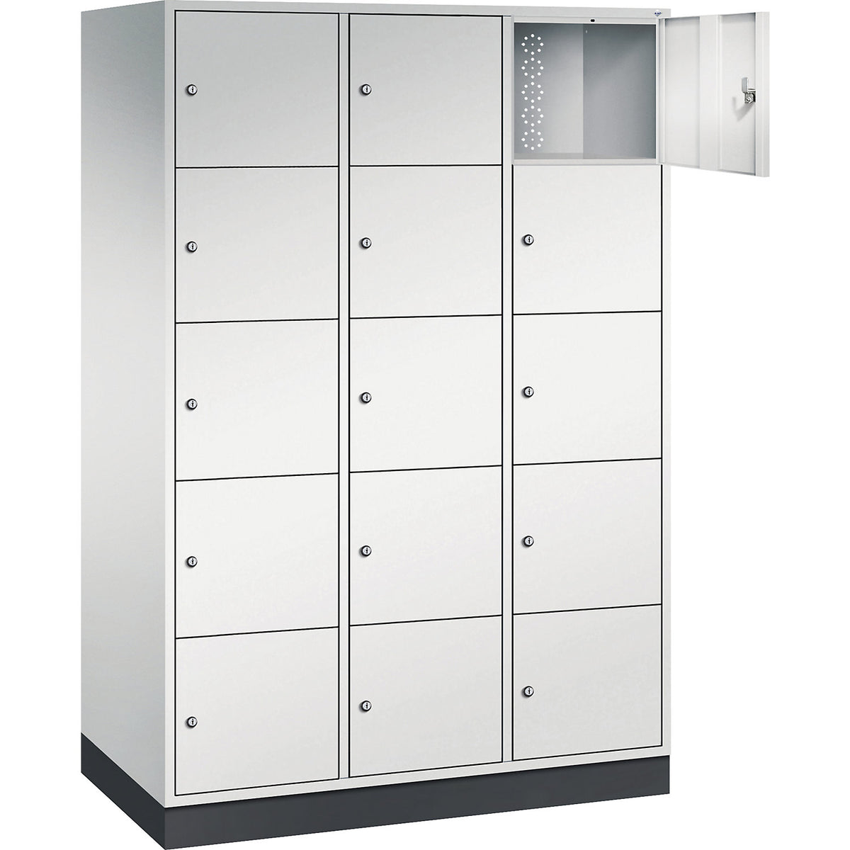 Intro 5-fold compartment locker, 3 compartments, light grey, WxD 1220 x 600 mm.