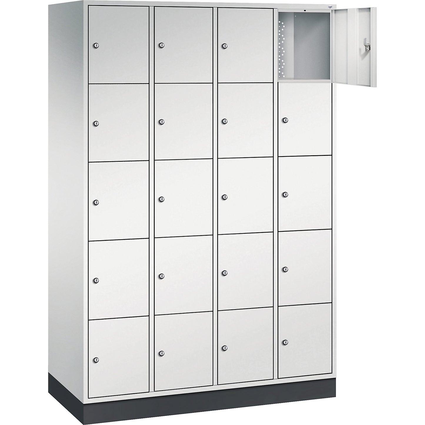 Intro 5-fold compartment locker, 4 compartments, light grey, WxD 1220 x 500 mm.