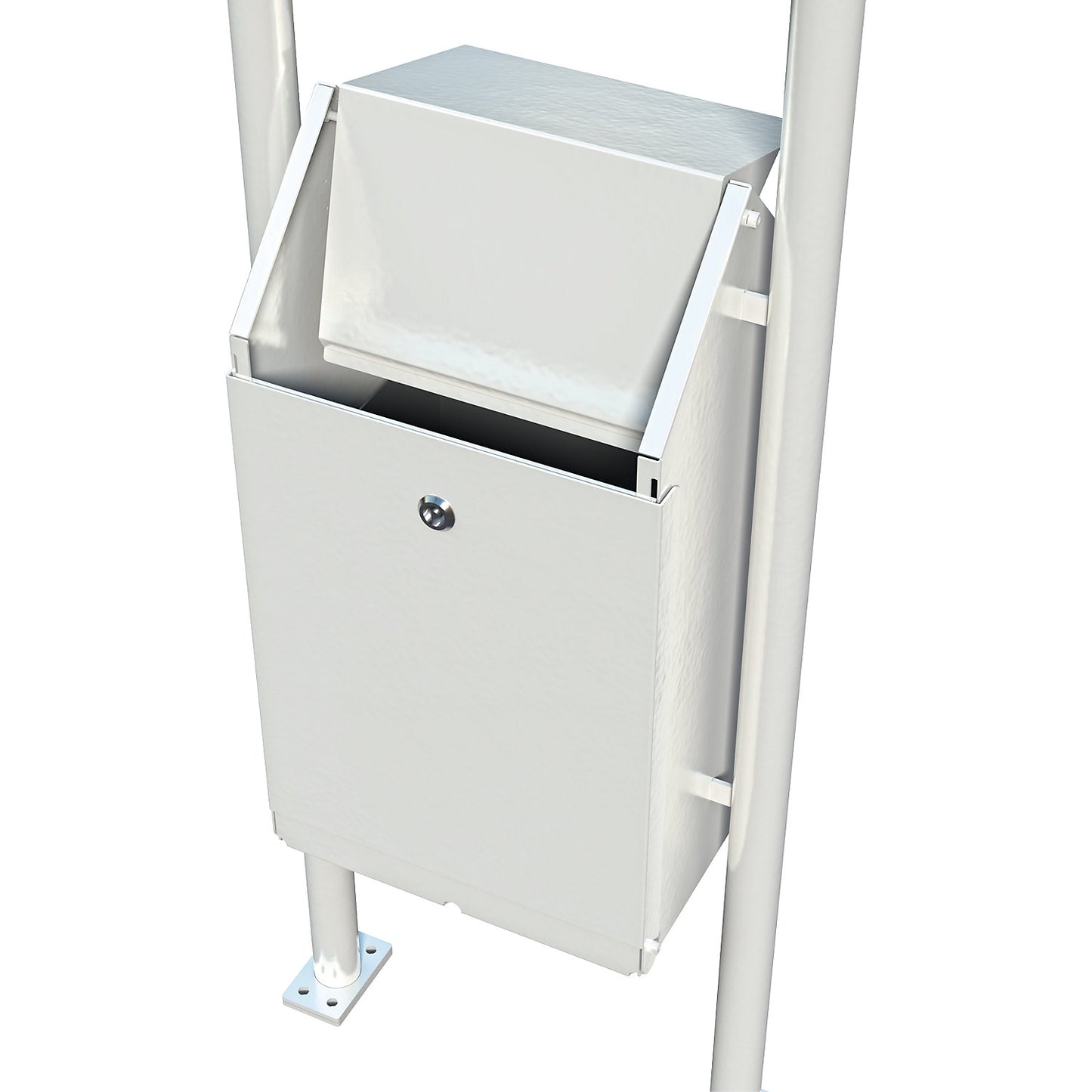 Dog poop bin, HxWxD 1700 x 435 x 255 mm, white.