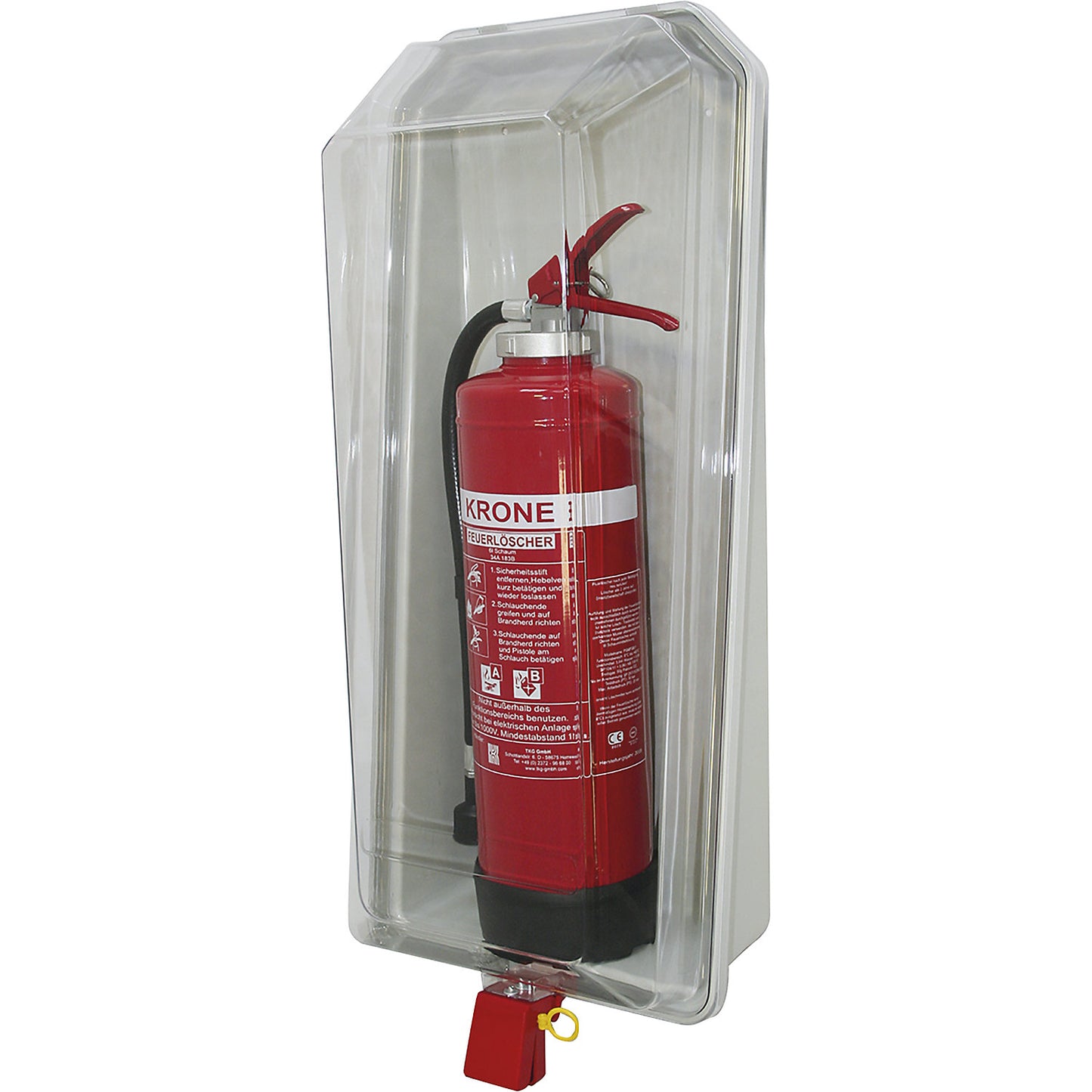 Fire extinguisher box, transparent, for extinguisher 9/12 kg, HxWxD 800 x 340 x 240 mm.