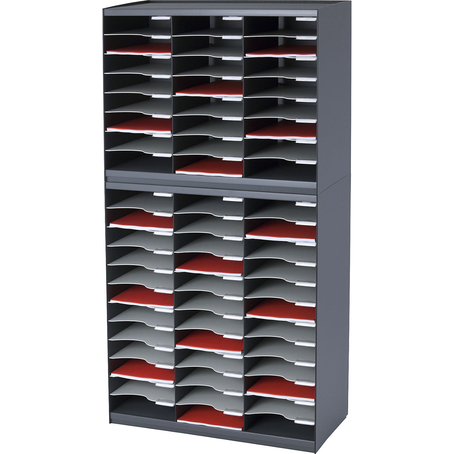 Sorting station, made of polystyrene, 24 compartments, charcoal.
