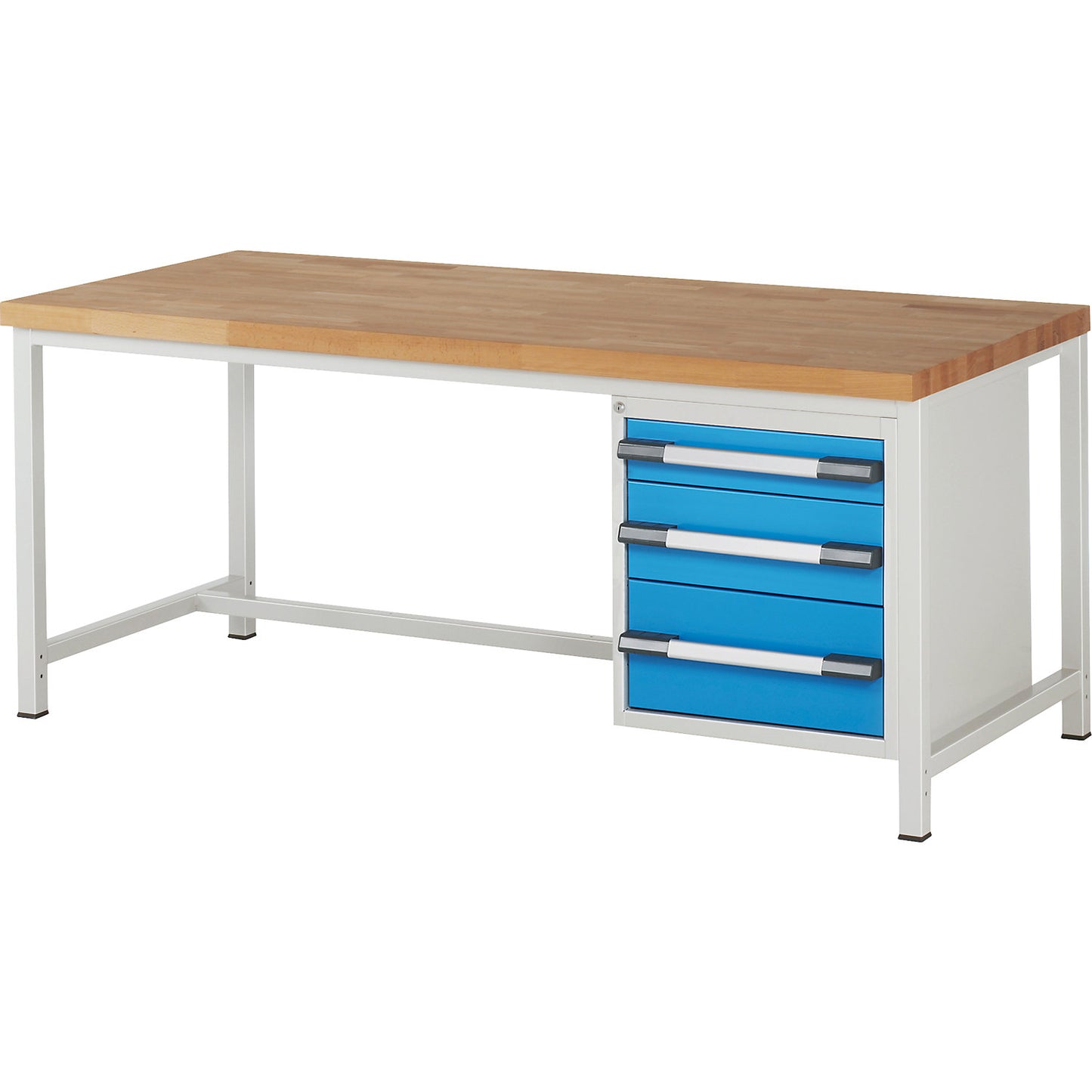 Workbench, Series 8000 frame construction, 3 drawers: 1 x 120, 1 x 180, 1 x 240 mm, WxD 2000 x 900 mm.