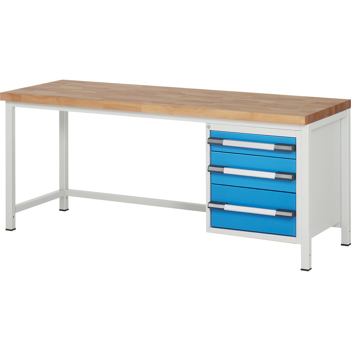 Workbench, Series 8000 frame construction, 3 drawers: 1 x 120, 1 x 180, 1 x 240 mm, WxD 2000 x 700 mm.