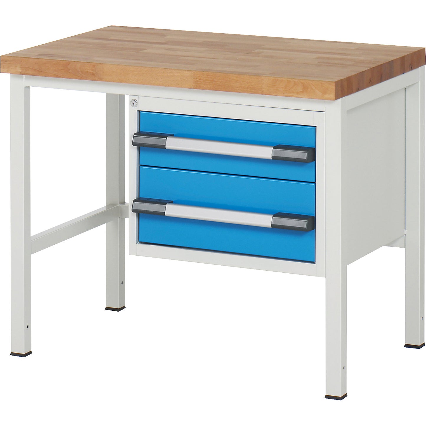 Workbench, Series 8000 frame construction, 2 drawers: 1 x 150 mm, 1 x 210 mm, WxD 1000 x 700 mm.