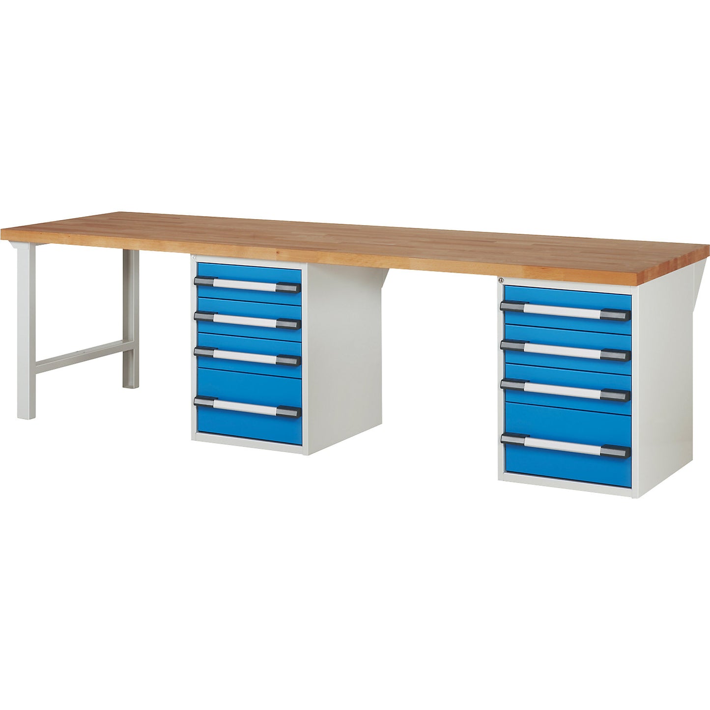 Workbench, Series 7000 modular system, 8 drawers, extra wide, WxD 3000 x 900 mm.