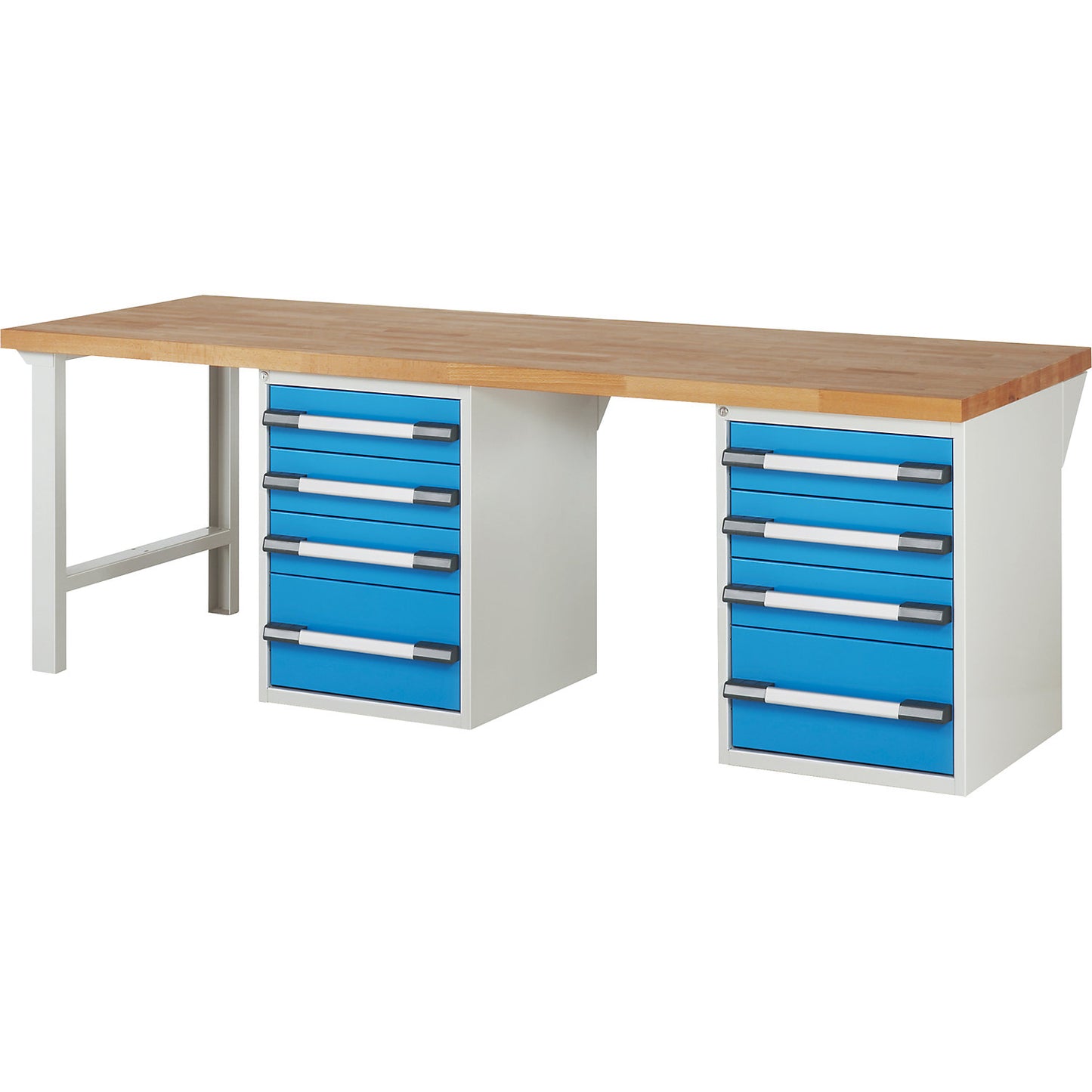 Workbench, Series 7000 modular system, 8 drawers, extra wide, WxD 2500 x 900 mm.