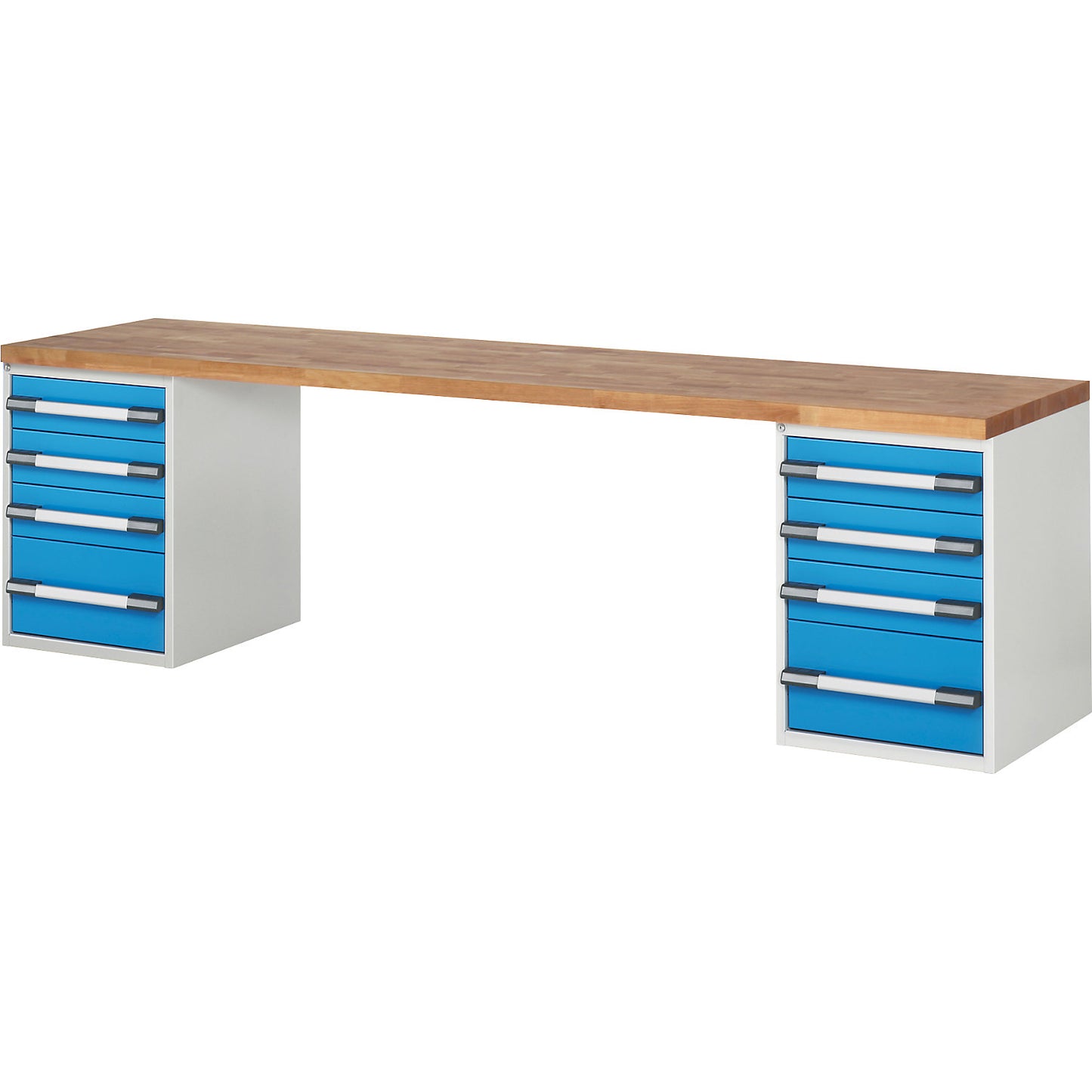 Workbench, Series 7000 modular system, 8 drawers, WxD 3000 x 700 mm.