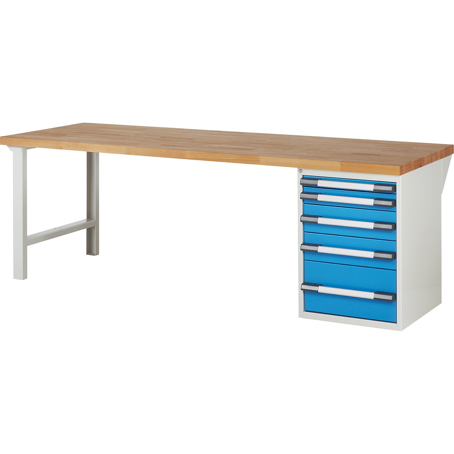 Workbench, Series 7000 modular system, 5 drawers, WxD 2500 x 900 mm.