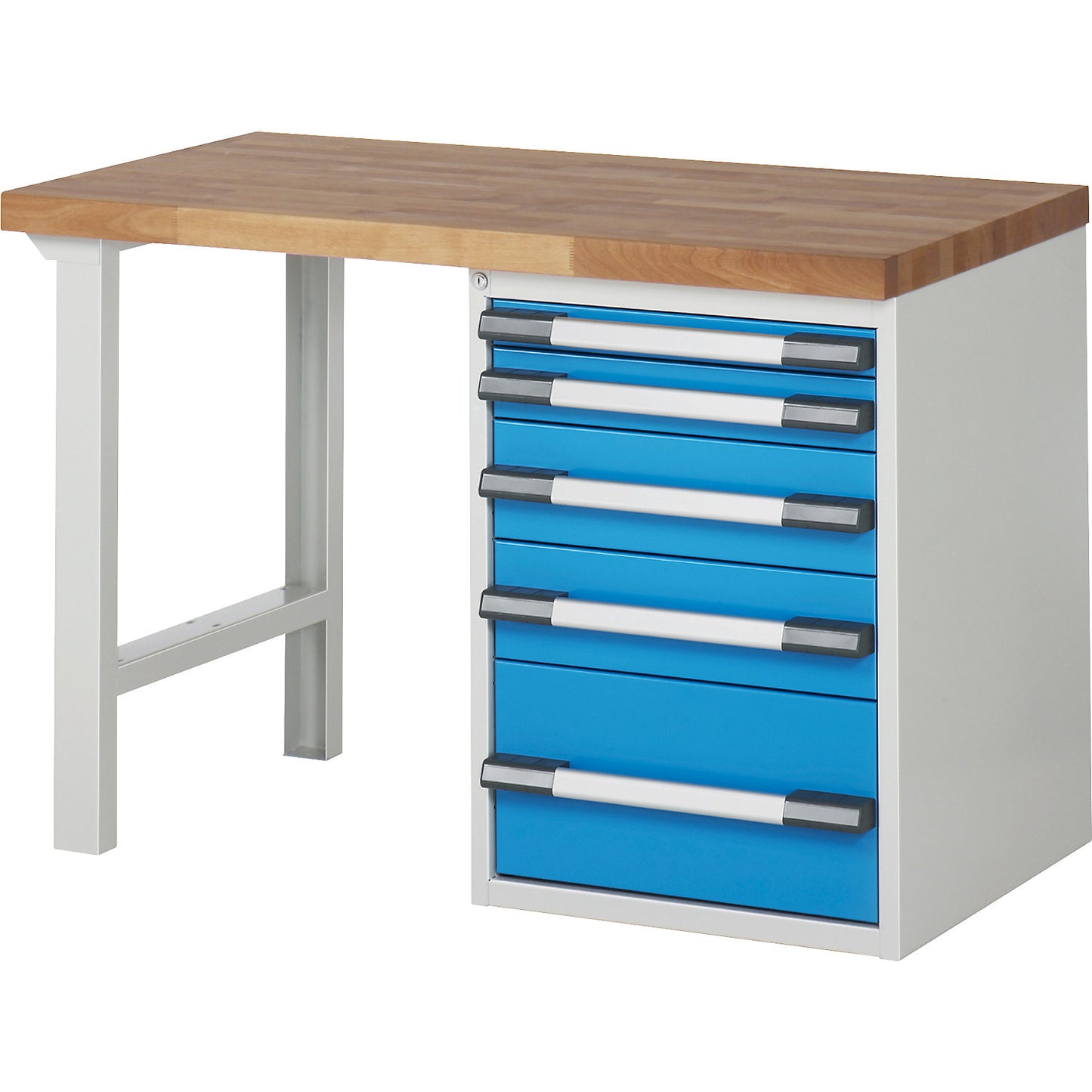 Workbench, Series 7000 modular system, 5 drawers, WxD 1250 x 700 mm.