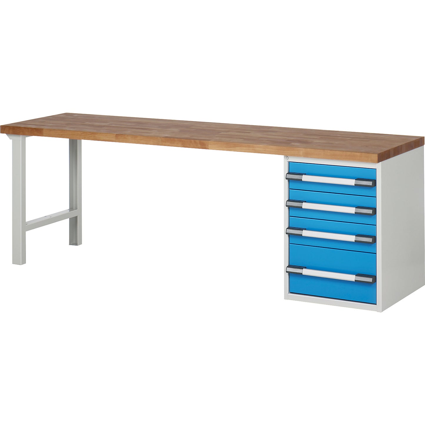 Workbench, Series 7000 modular system, 4 drawers, WxD 2500 x 700 mm.