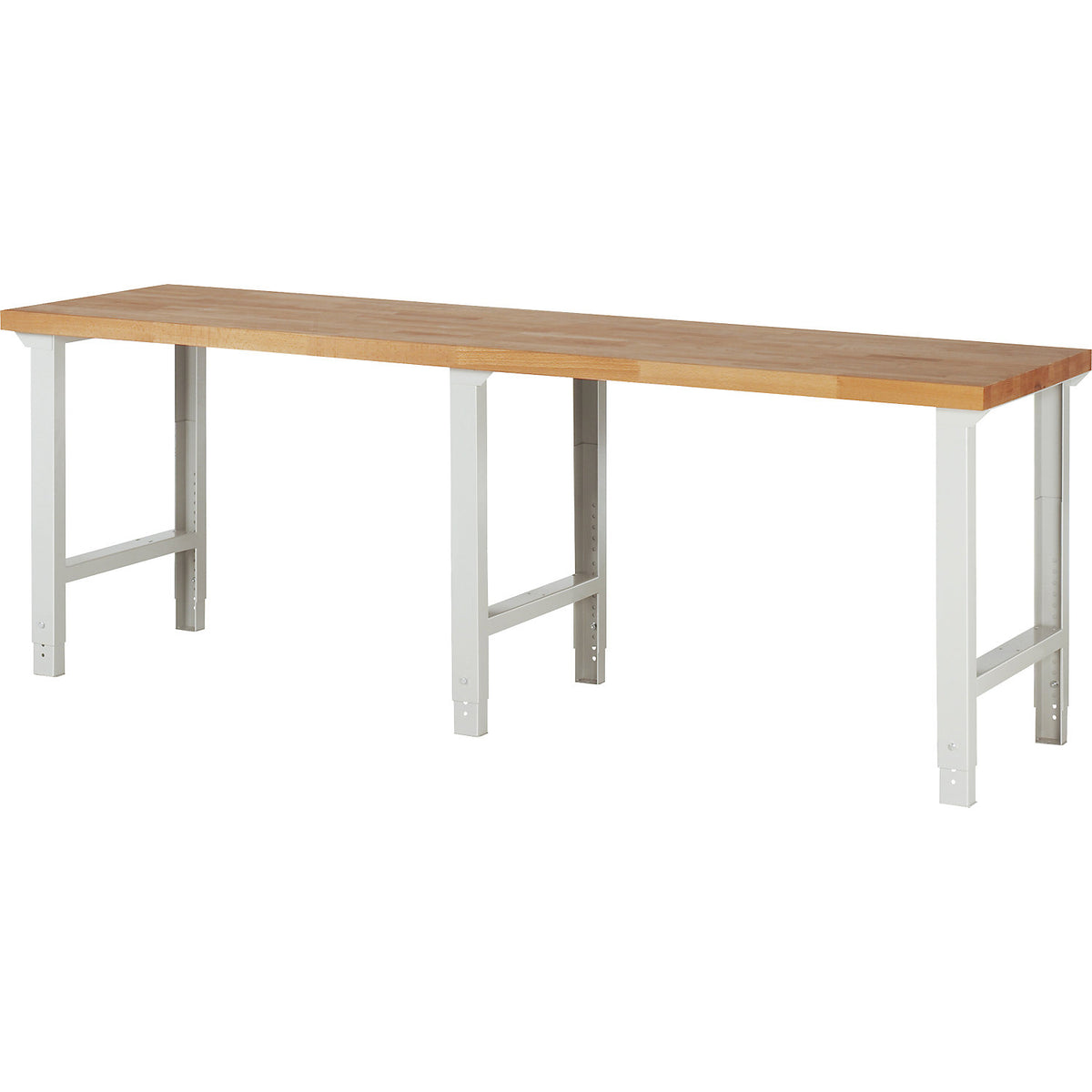 Workbench, series 7000 modular system, feet, without add-on drawer units, WxD 2500 x 700 mm.