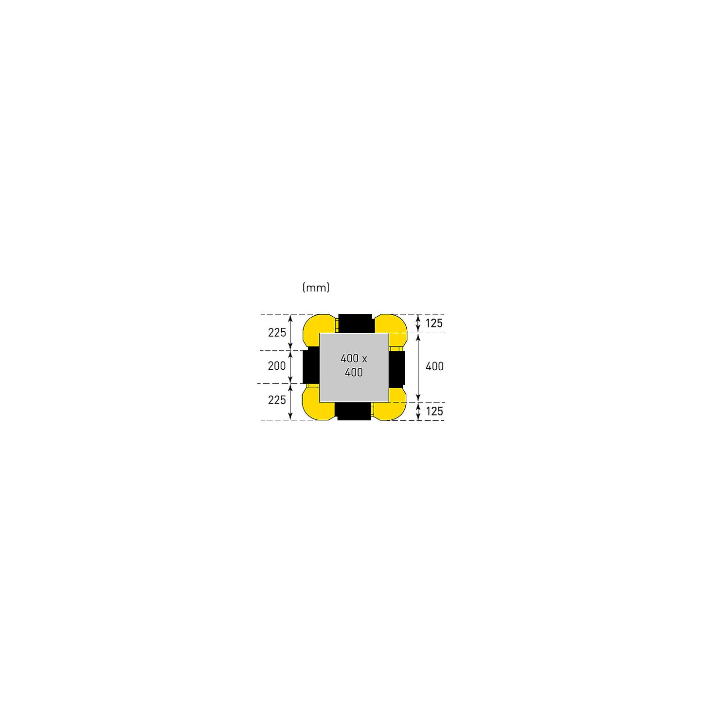 Extension element, HxWxD 1100 x 200 x 125 mm, black.