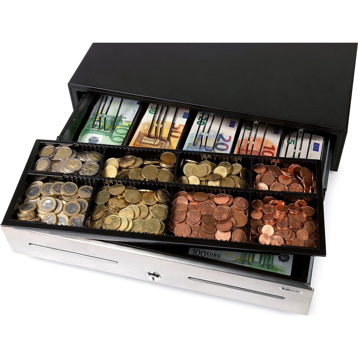 Heavy duty cash drawer, SAFESCAN HD-4646S, 8 coin compartments / 5 banknote compartments.