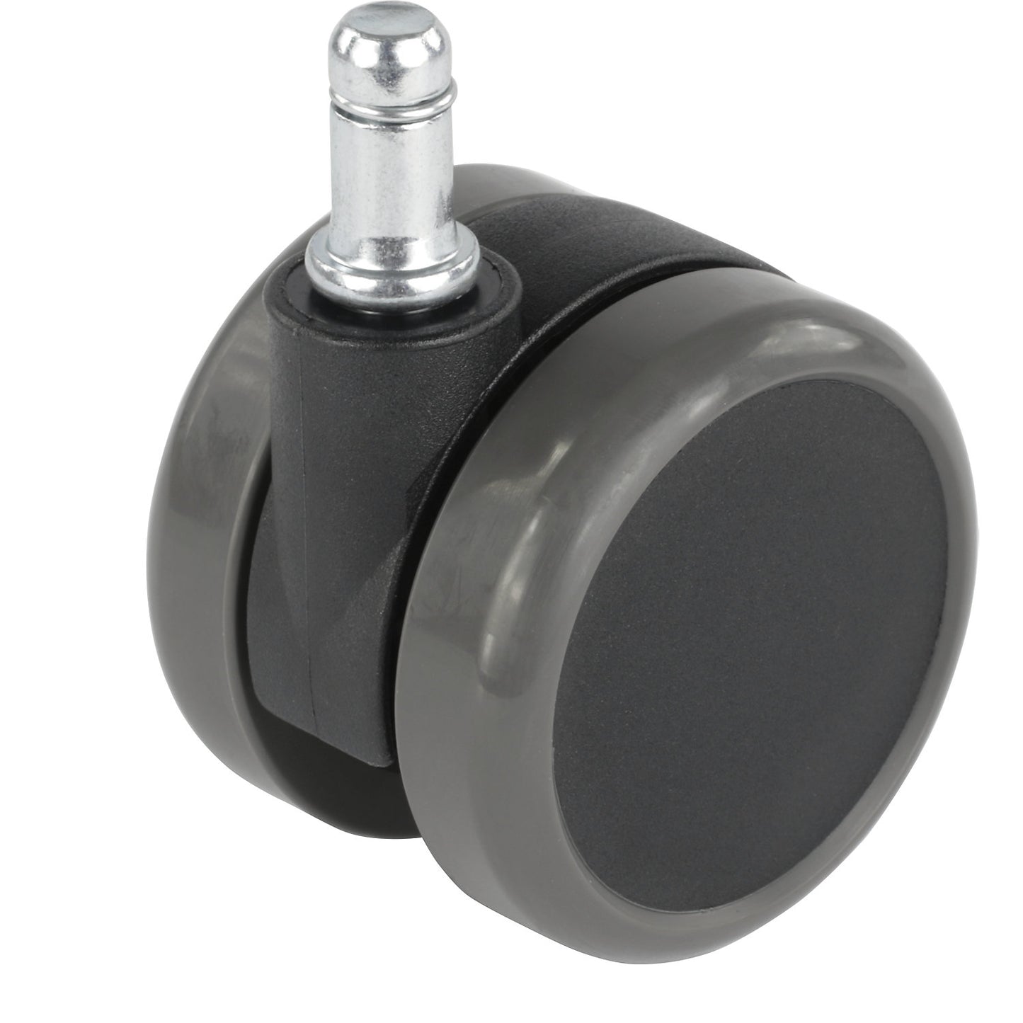 Chair castor, wheel Ø 65 mm, pack of 5, socket pin with clamp ring, black, soft wheel, neck Ø 23 mm.