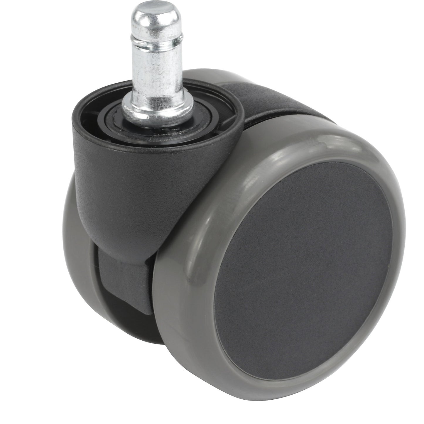 Chair castor, wheel Ø 65 mm, pack of 5, socket pin with clamp ring, black, soft wheel, neck Ø 38 mm.