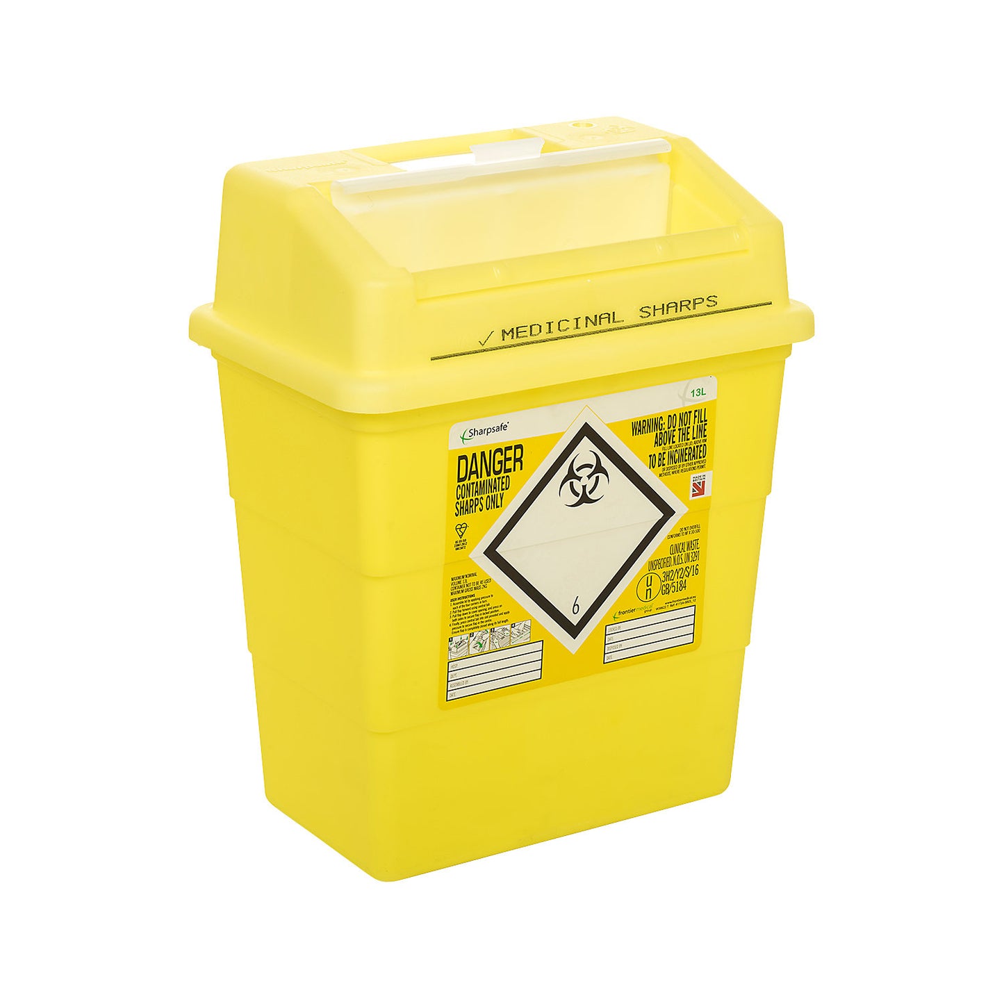 Blade and knife box, for safe disposal, capacity 13 l.