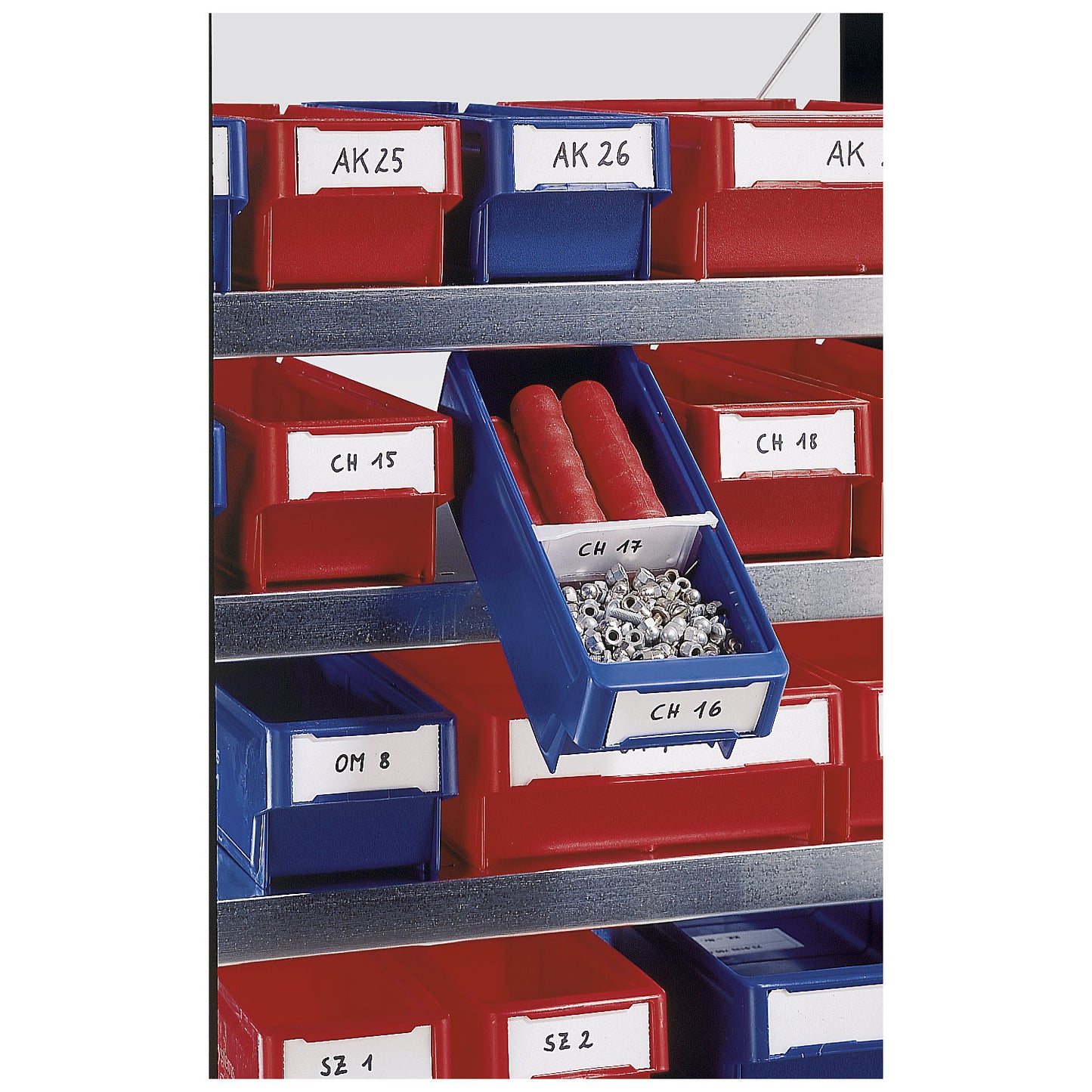 Shelf bin made of polypropylene, blue, LxWxH 600 x 115 x 100 mm, pack of 16.