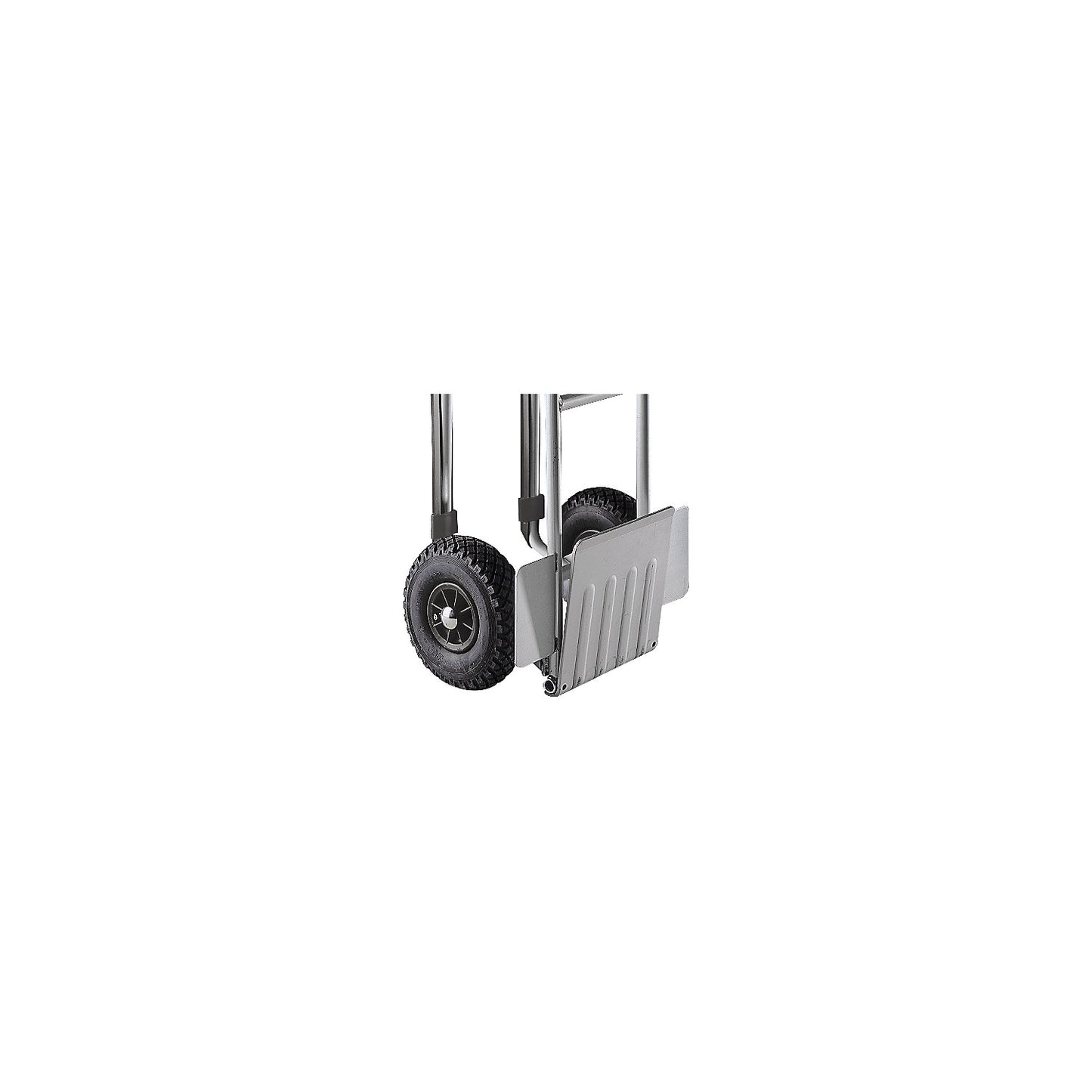 Sack truck made of aluminium, model XL: large footplate and glide runners, with folding footplate.