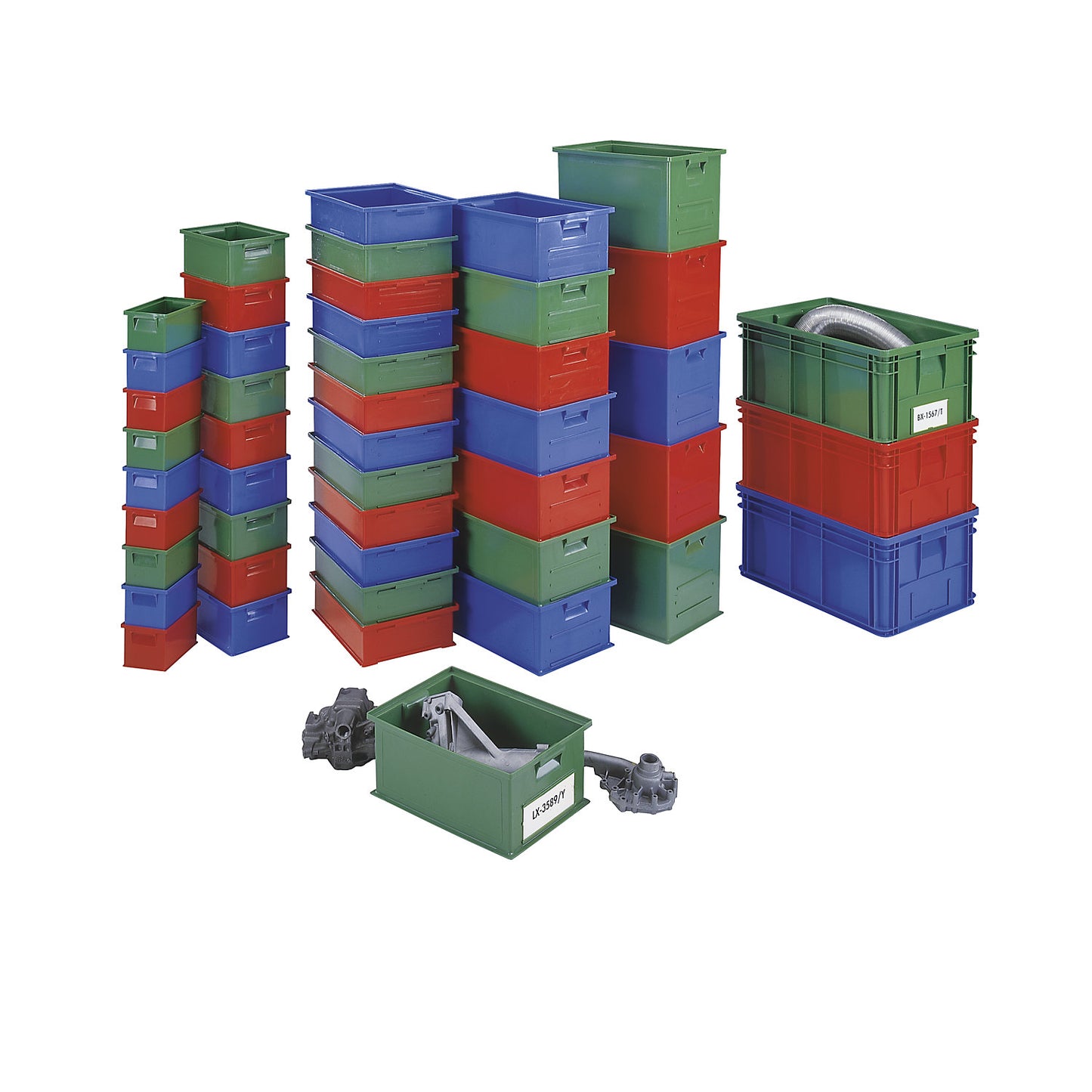 Stacking transport box, LxWxH 310 x 210 x 145 mm, colour green, pack of 20.